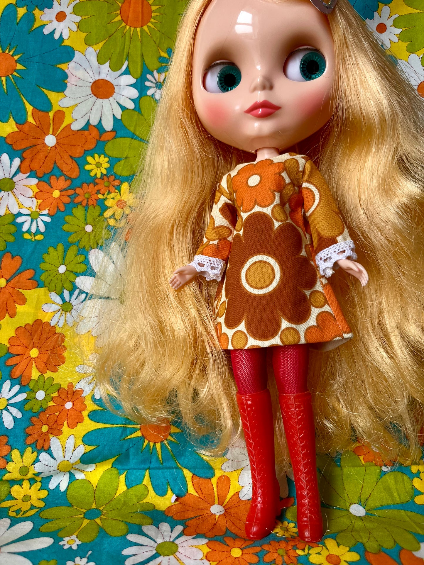 Alice Apple Mod Shift dress with sleeves OOAK