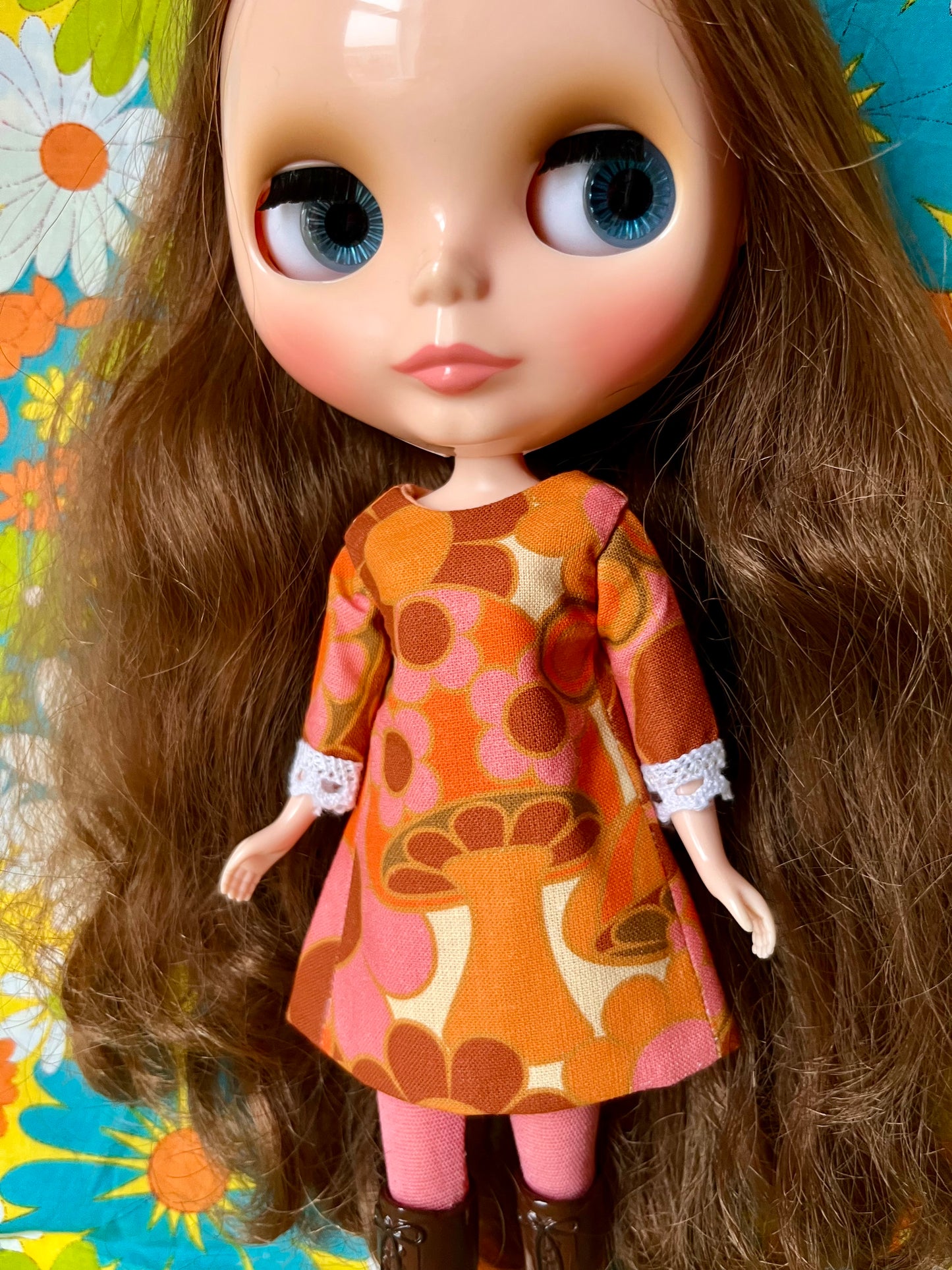 Alice Apple Mod Shift dress with sleeves OOAK