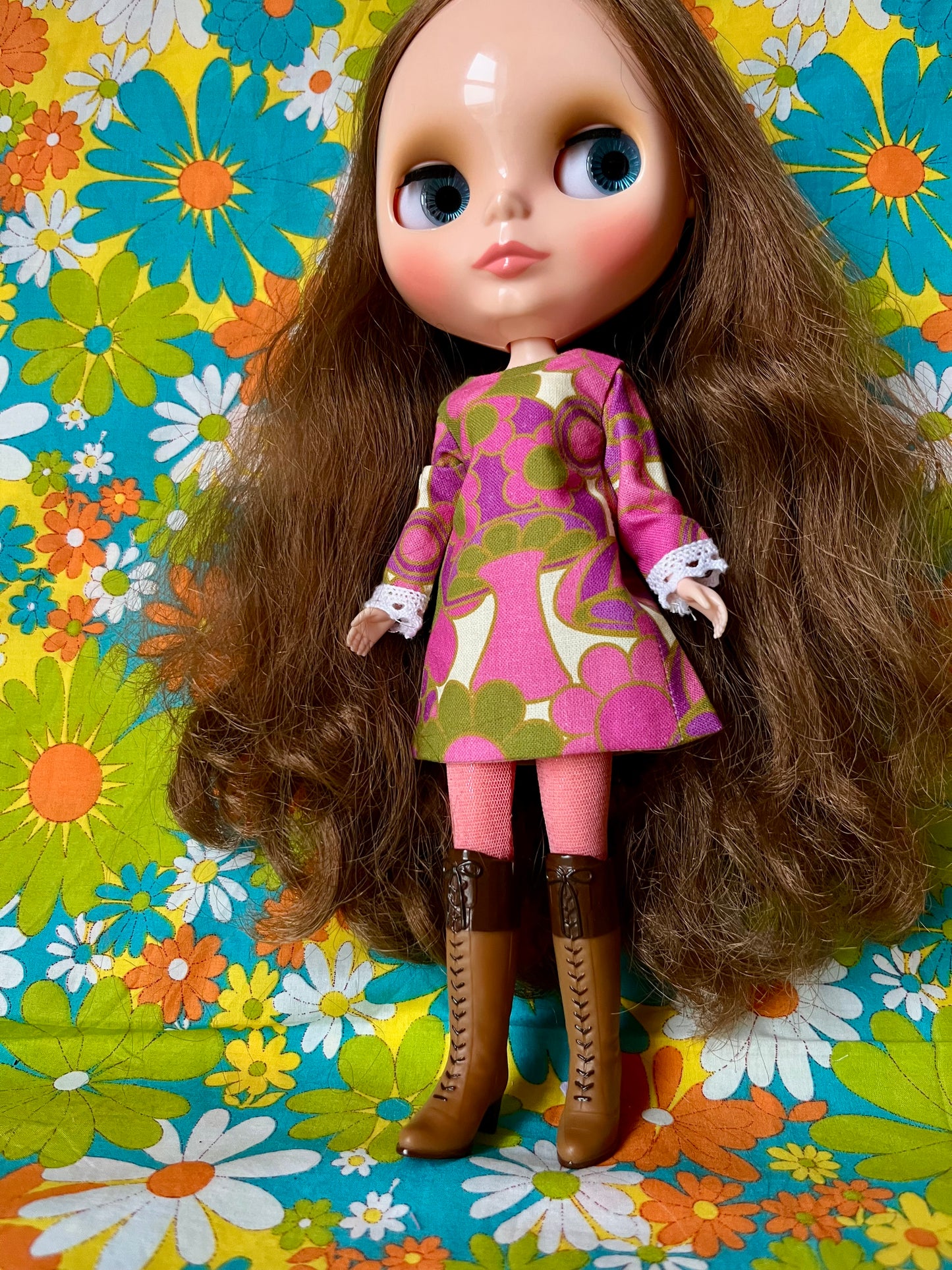 Alice Apple Mod Shift dress with sleeves OOAK