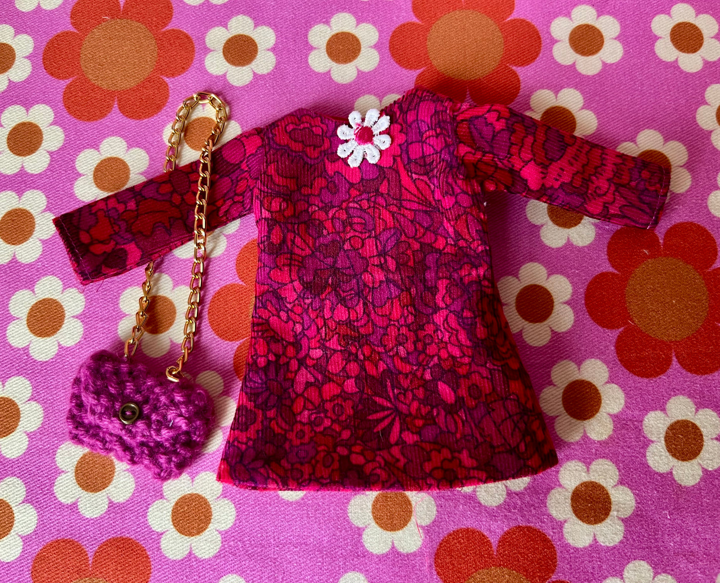 Liberty Corduroy Shift dress with sleeves & Bag which opens