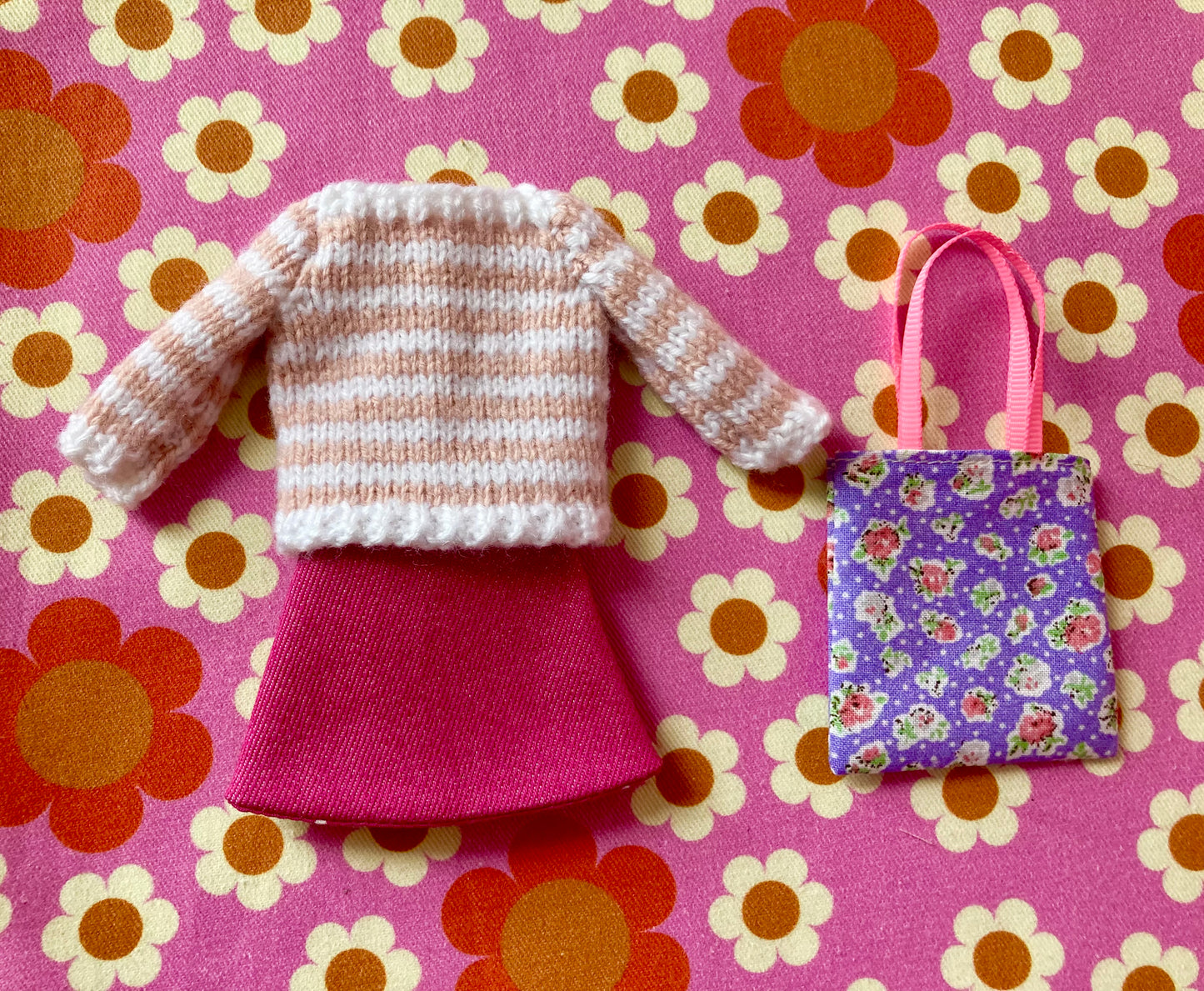 Breton Sweater, Skirt & Bag for Blythe Doll