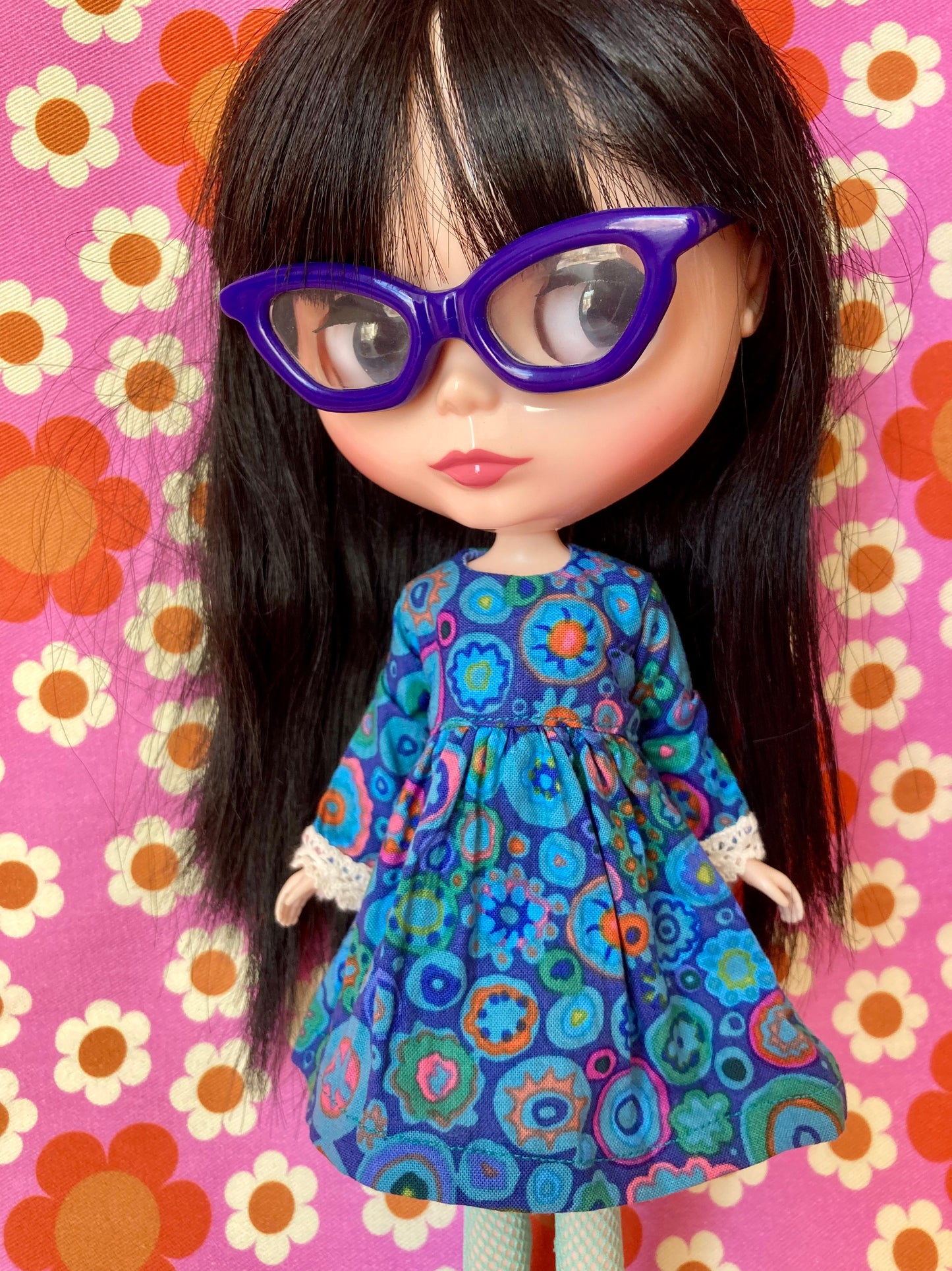 Paperweight Blue Long Sleeve Dress for Blythe Doll