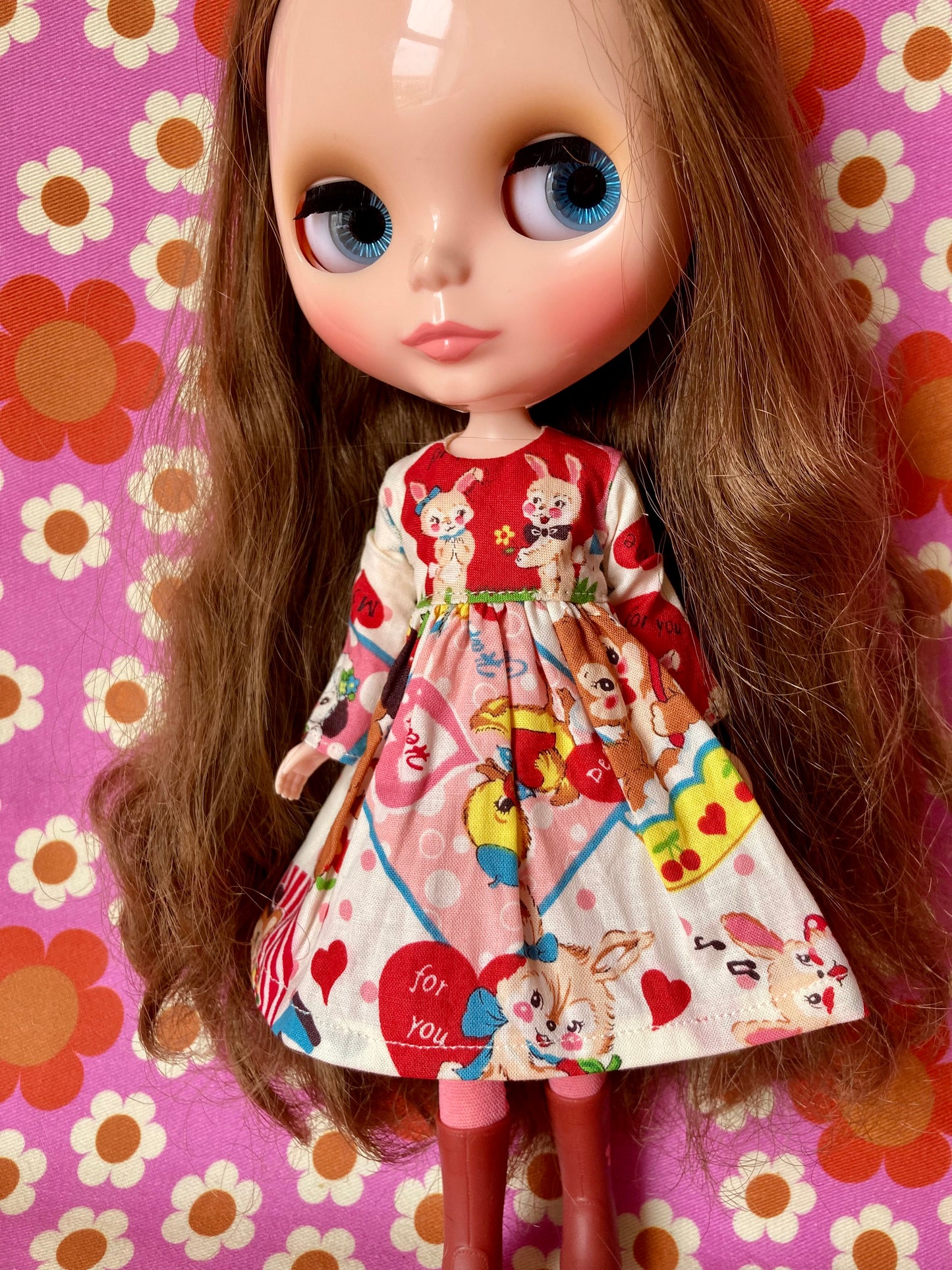 Heart Bunnies Dress for Blythe Doll