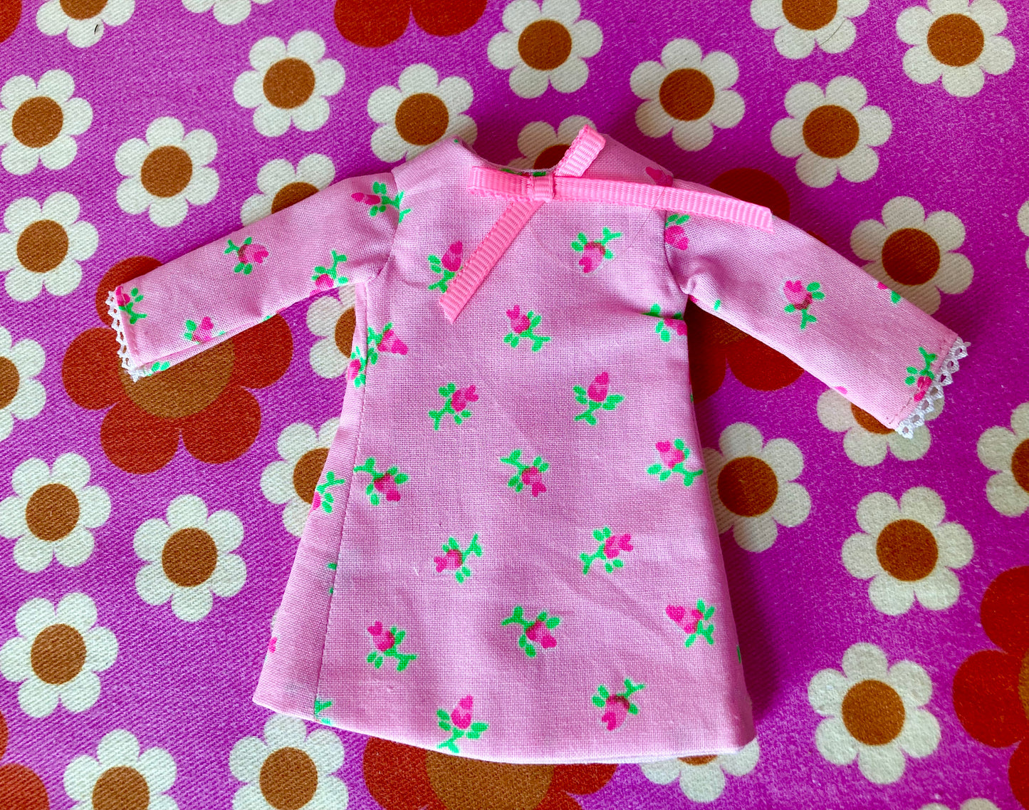 Neon Rosebud Mod Shift dress with sleeves