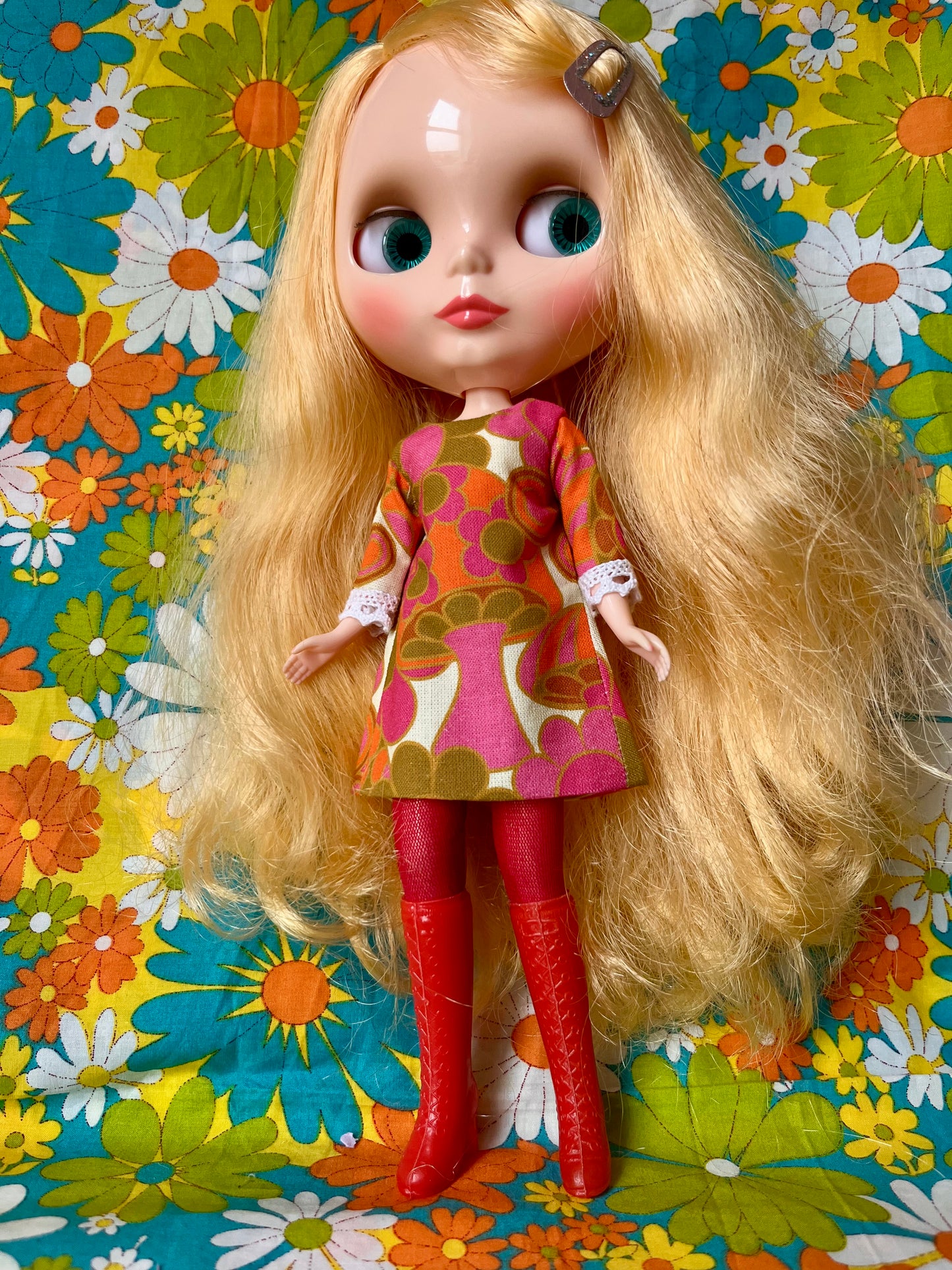 Alice Apple Mod Shift dress with sleeves OOAK