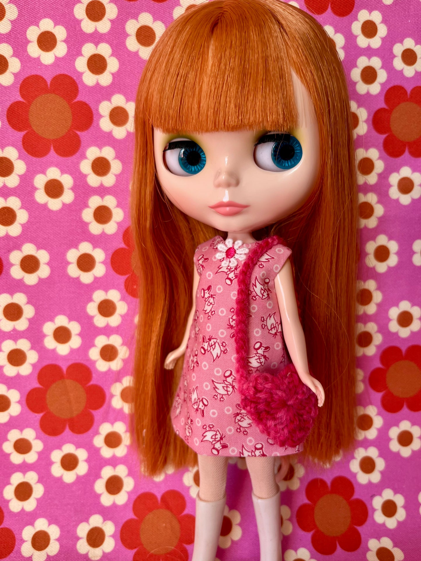 Pink Small Chick Easter Print Dress for Blythe Doll & bag