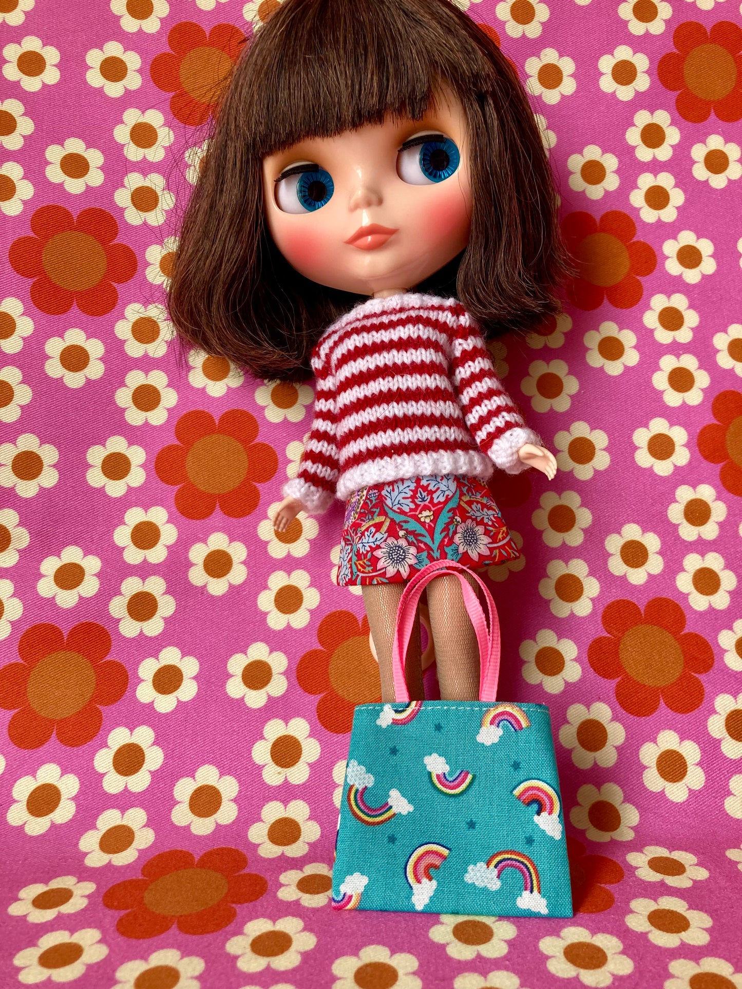 Breton Sweater, Skirt & Bag for Blythe Doll