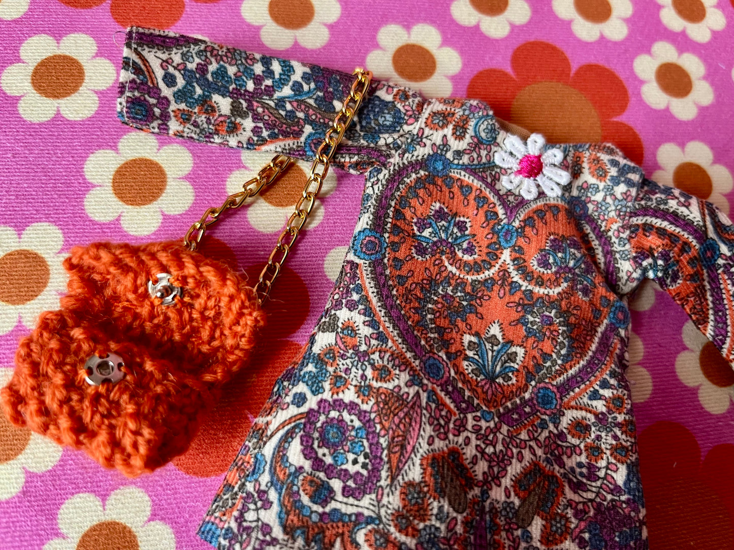 Liberty Corduroy Shift dress with sleeves & Bag which opens