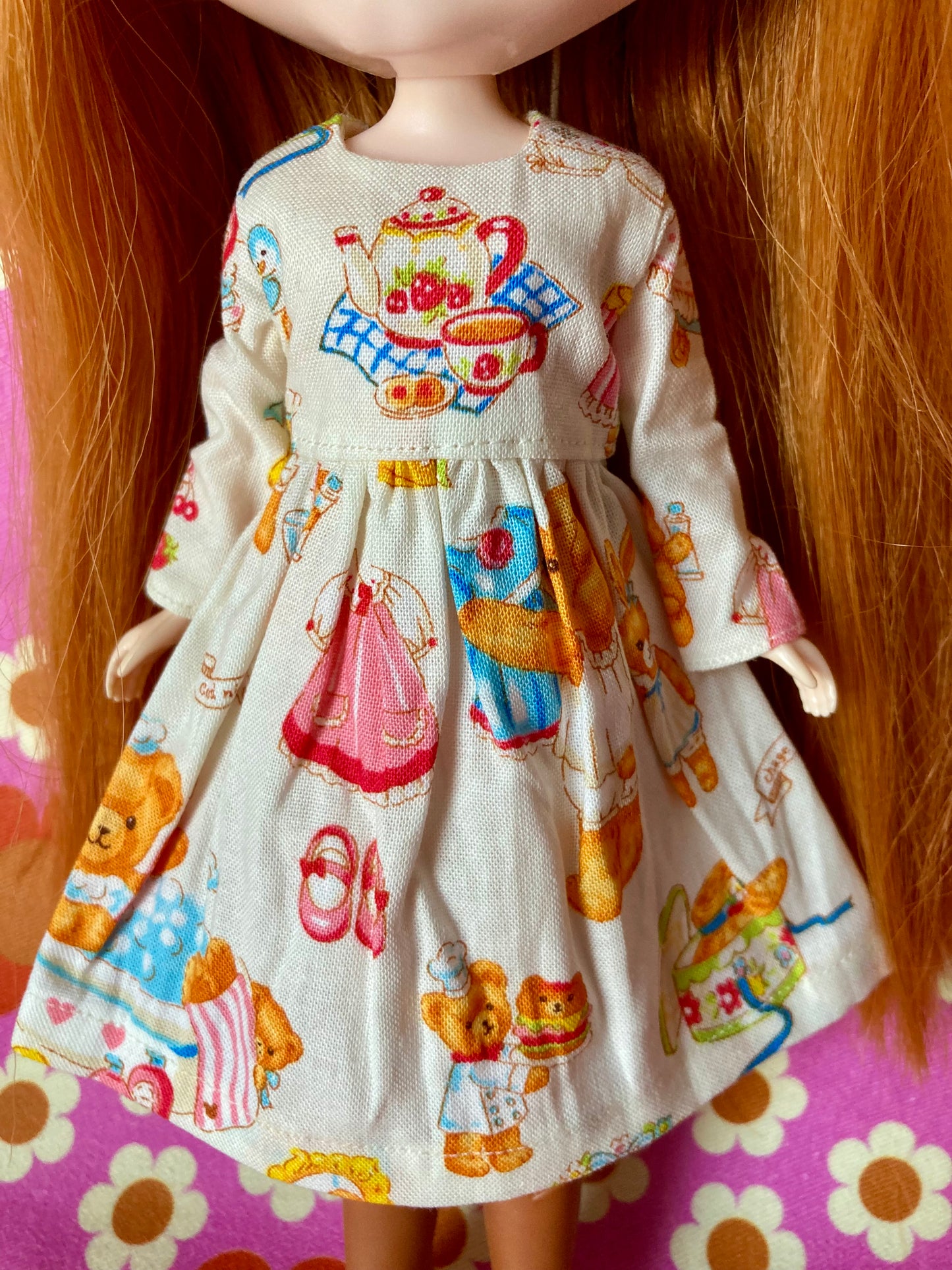 Cream Teddy Dress for Blythe Doll