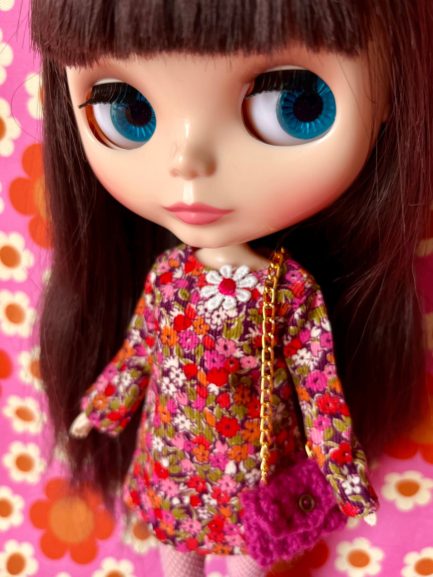 Liberty Corduroy Shift dress with sleeves & Bag which opens