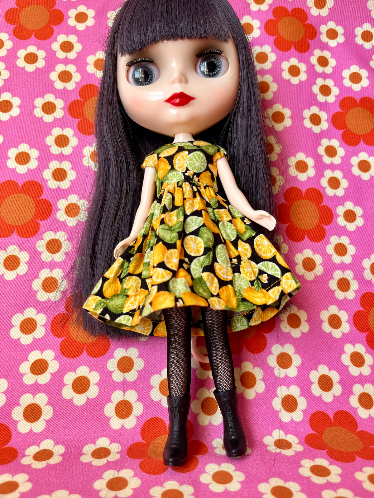 Lemons Summer Cap Sleeve Dress for Blythe Doll