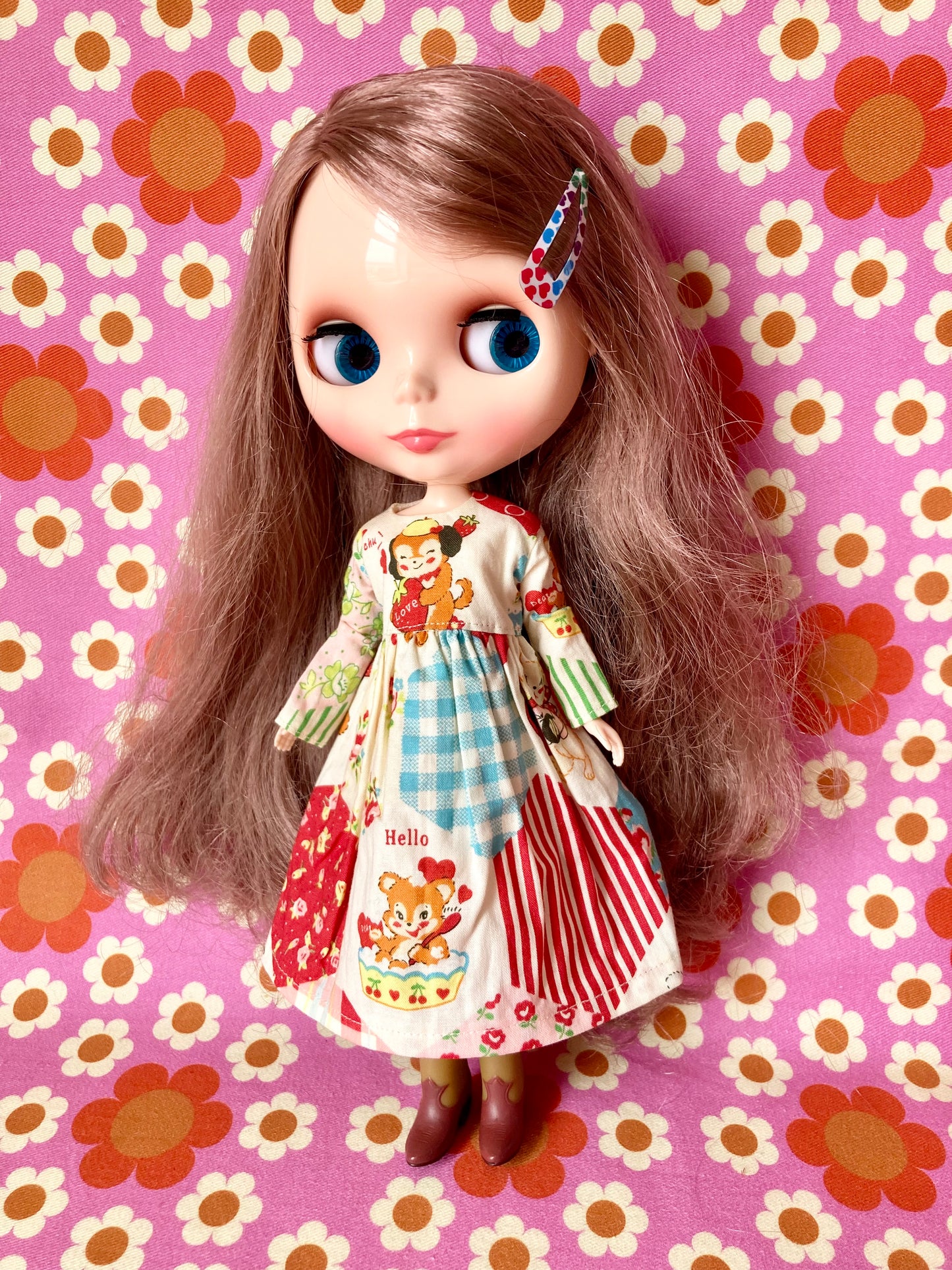 Strawberry Love Dog Dress for Blythe Doll