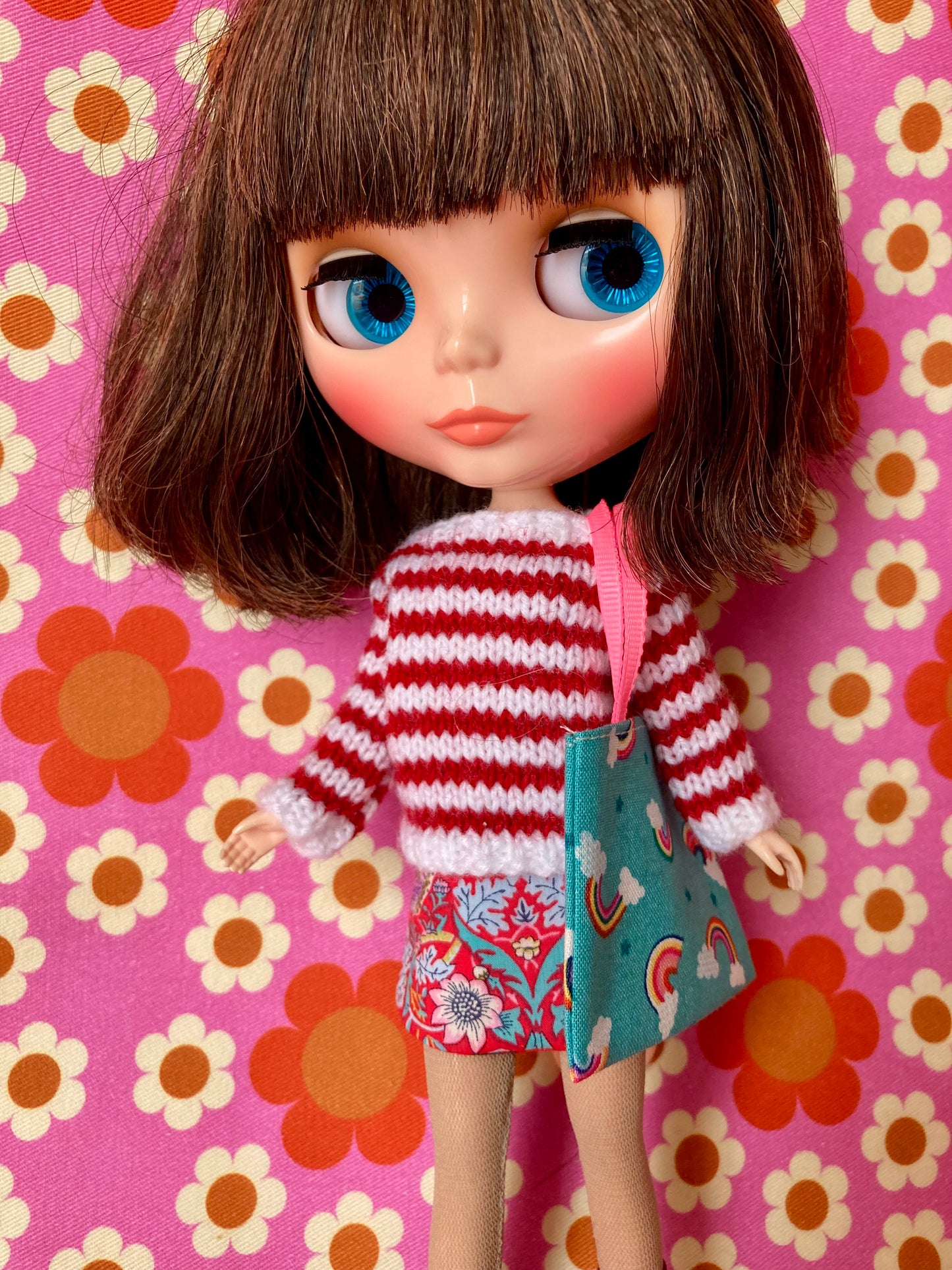 Breton Sweater, Skirt & Bag for Blythe Doll