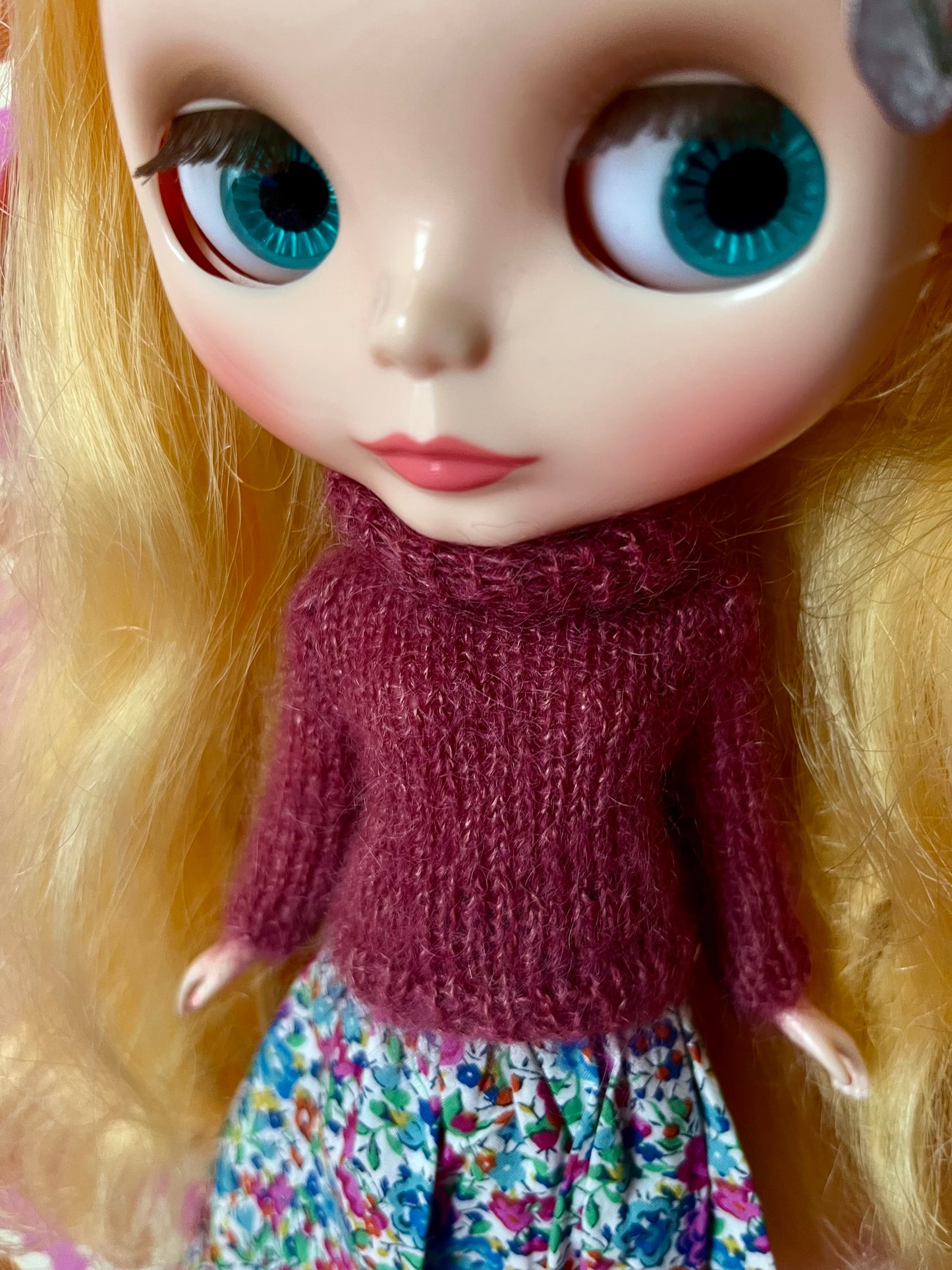 Liberty Skirt & Mohair Sweater Set for Blythe Doll