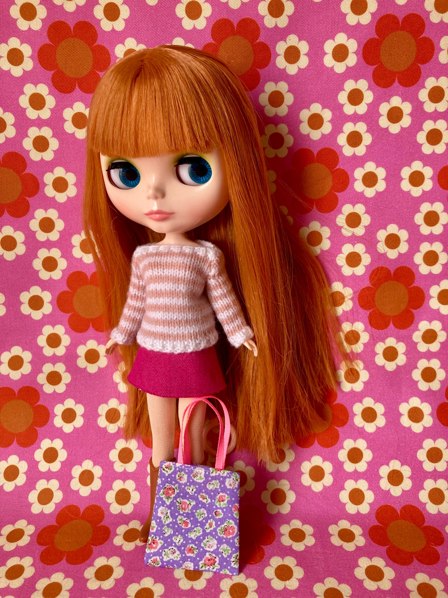 Breton Sweater, Skirt & Bag for Blythe Doll