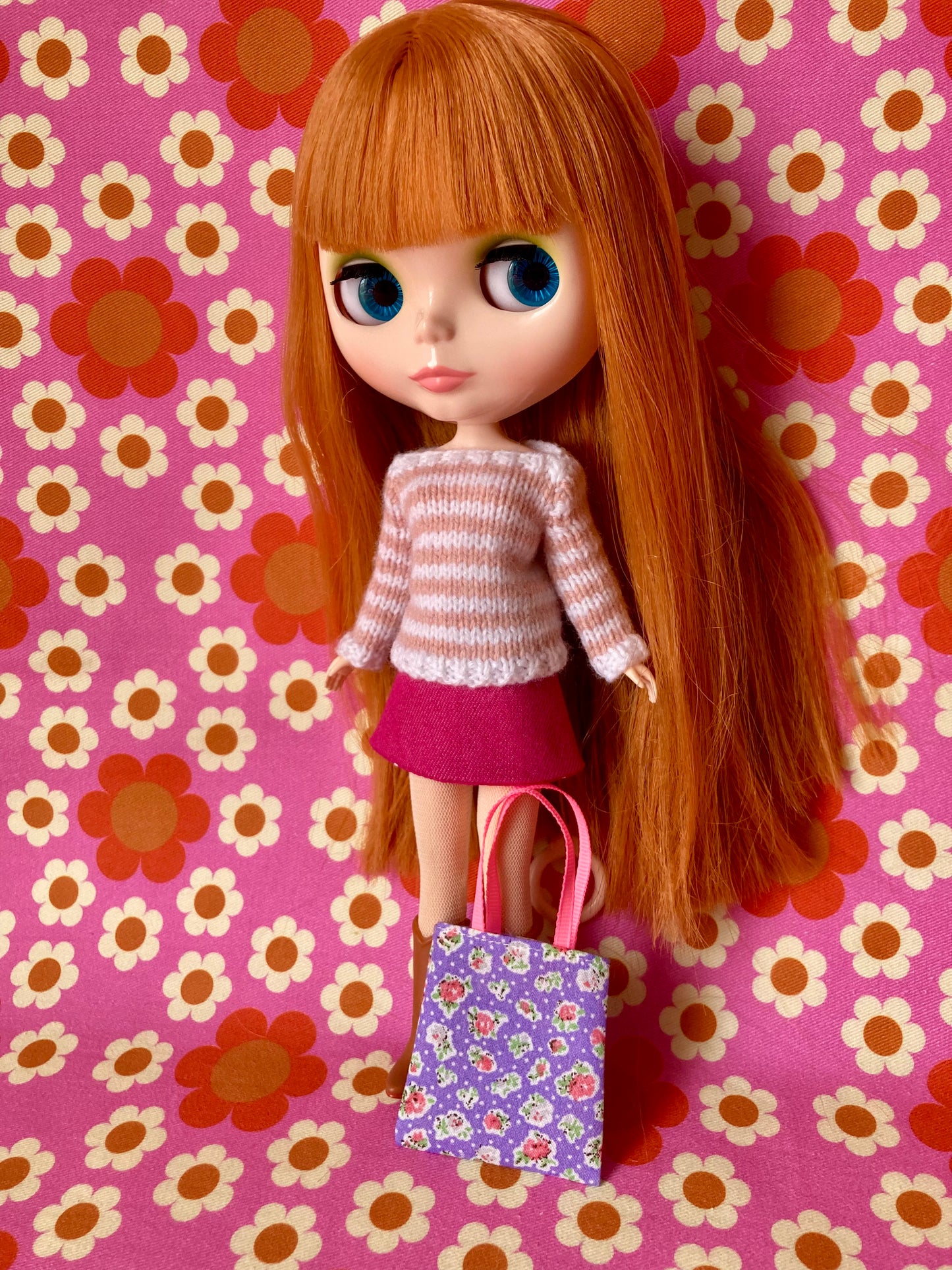 Breton Sweater, Skirt & Bag for Blythe Doll