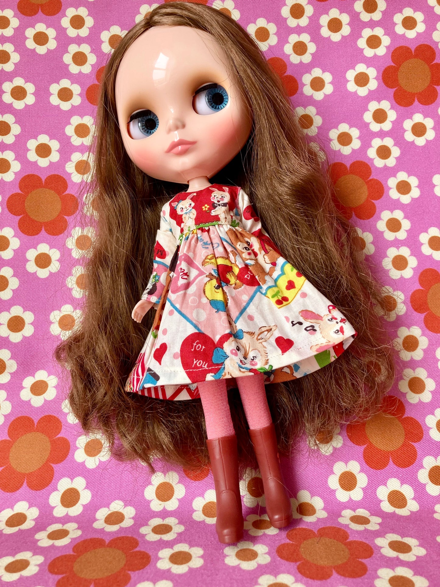 Heart Bunnies Dress for Blythe Doll
