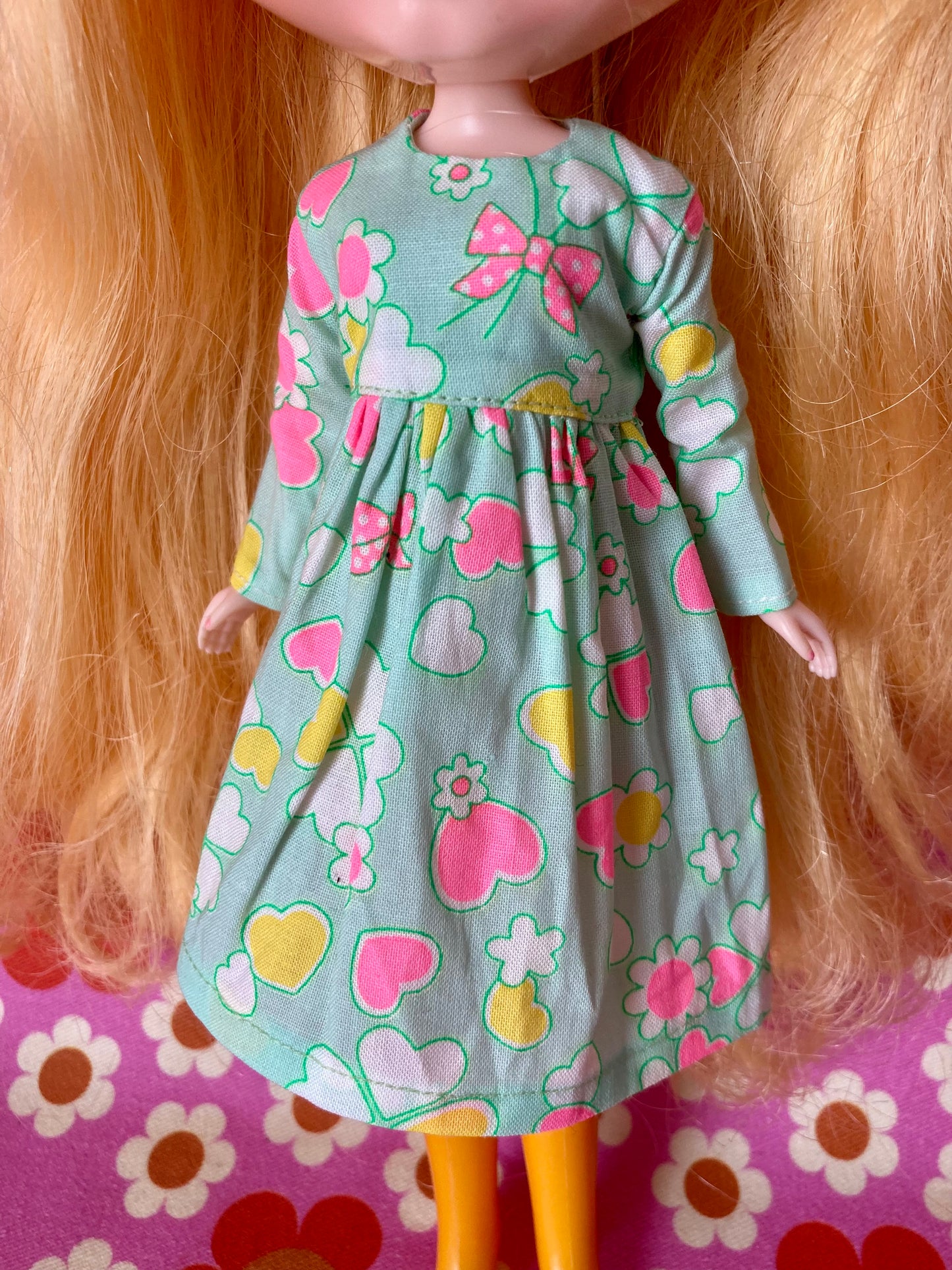 Antique Pink Cute Daisy Clover Dress for Blythe Doll