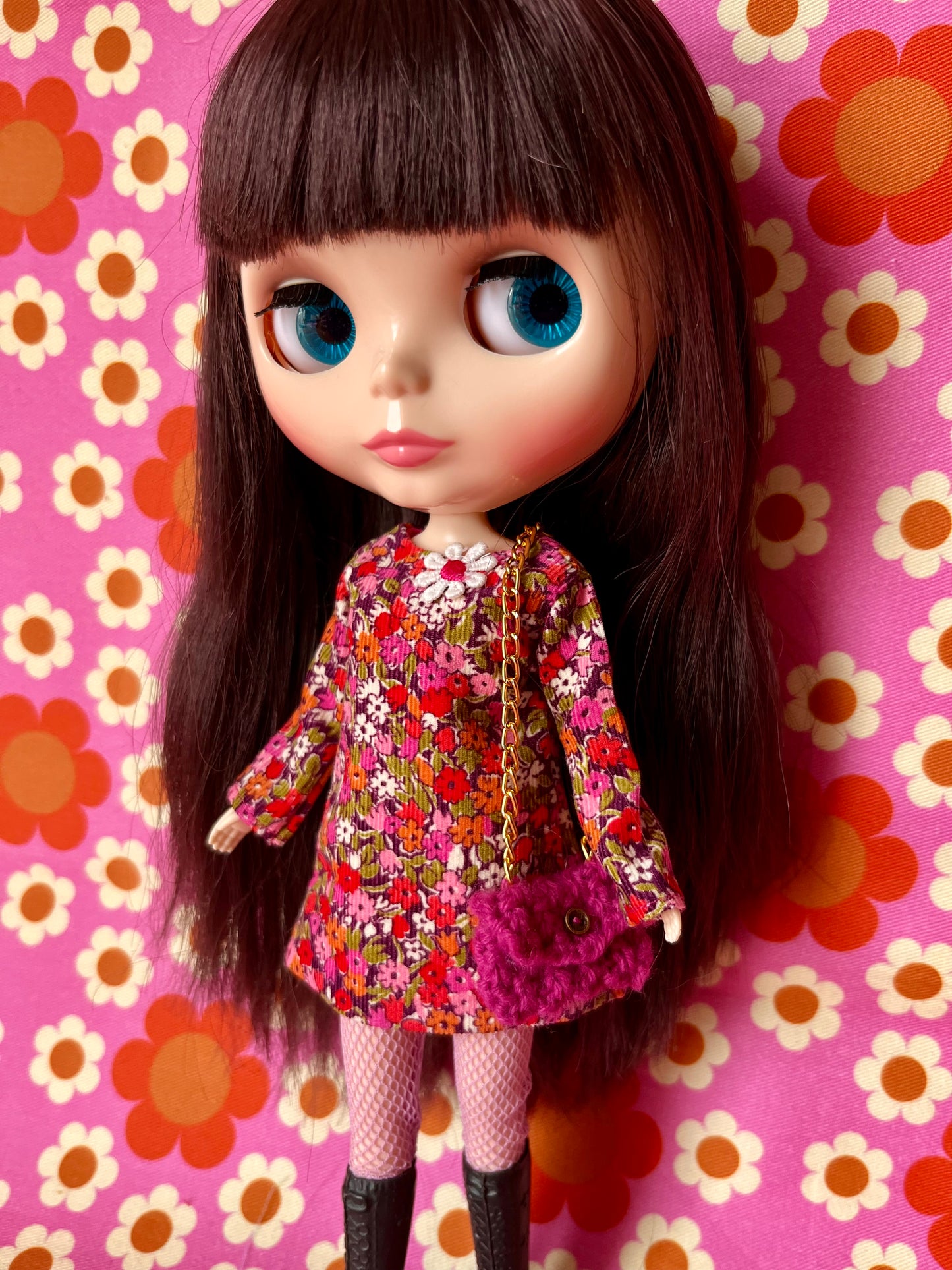 Liberty Corduroy Shift dress with sleeves & Bag which opens