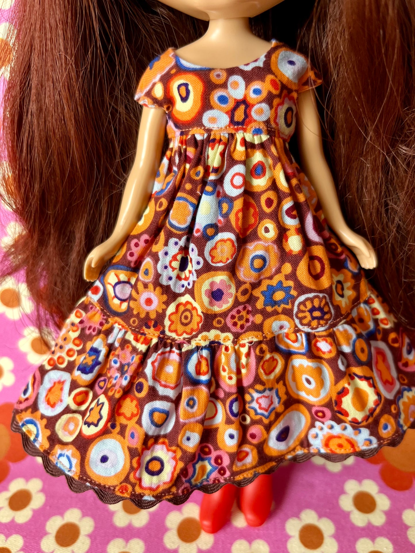 Paperweight Hippie Orange/Brown Dress for Blythe Doll