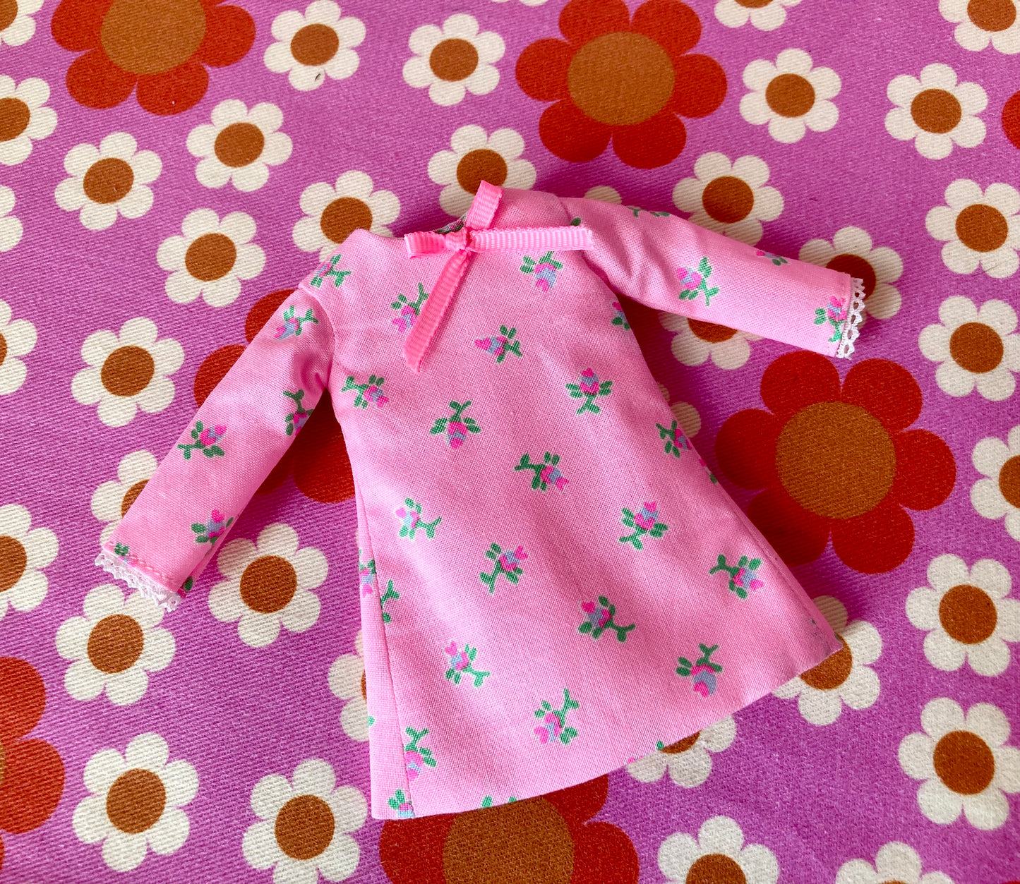 Neon Rosebud Mod Shift dress with sleeves