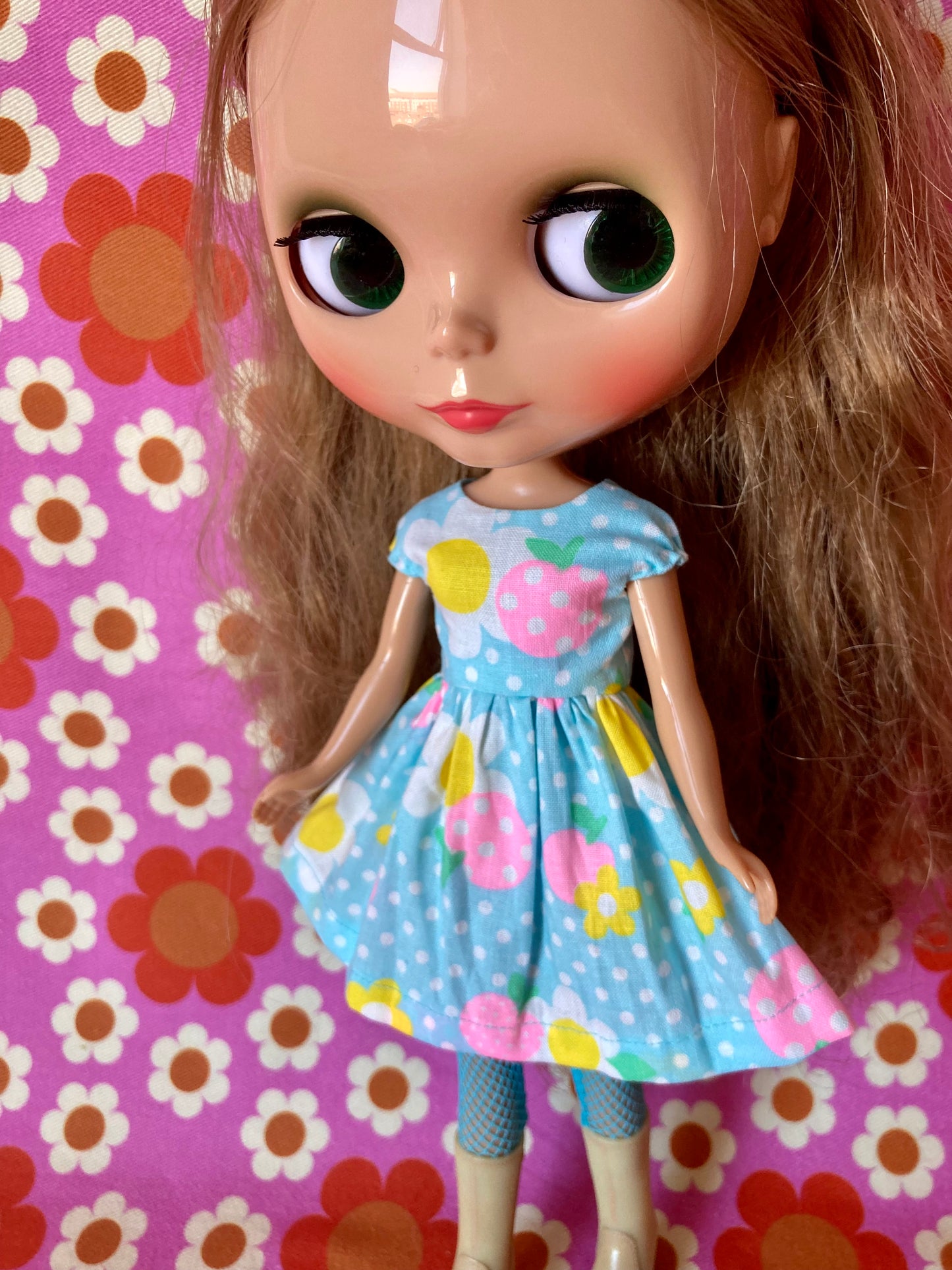Blue Daisy Cap Sleeve Dress for Blythe Dollar
