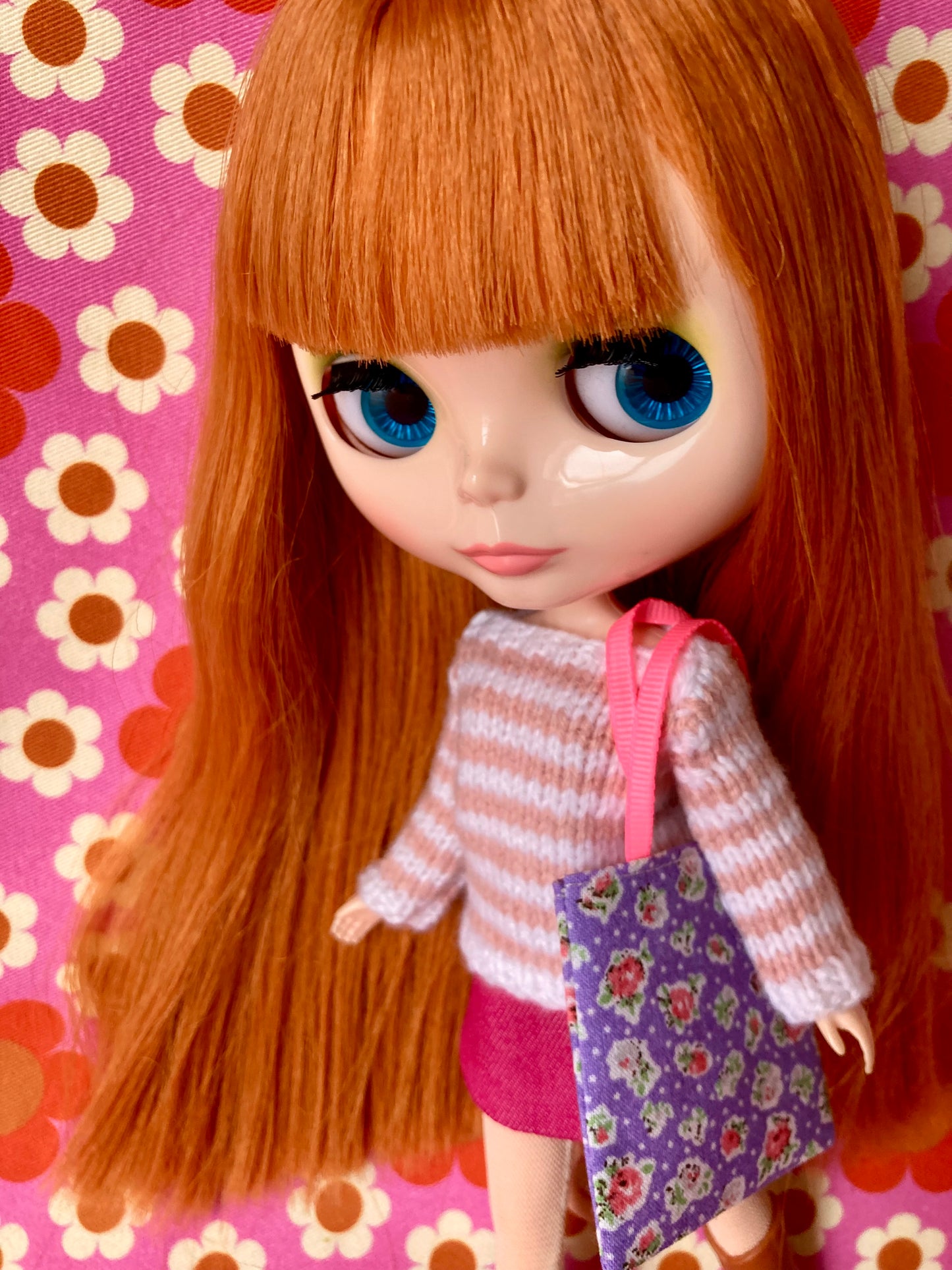 Breton Sweater, Skirt & Bag for Blythe Doll