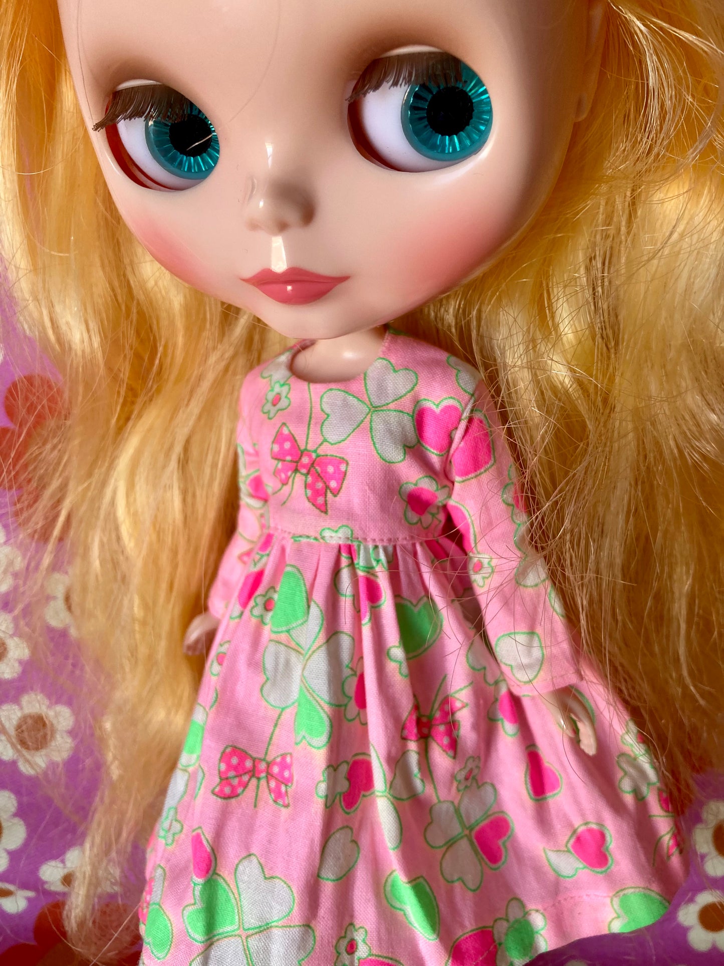 Antique Pink Cute Daisy Clover Dress for Blythe Doll