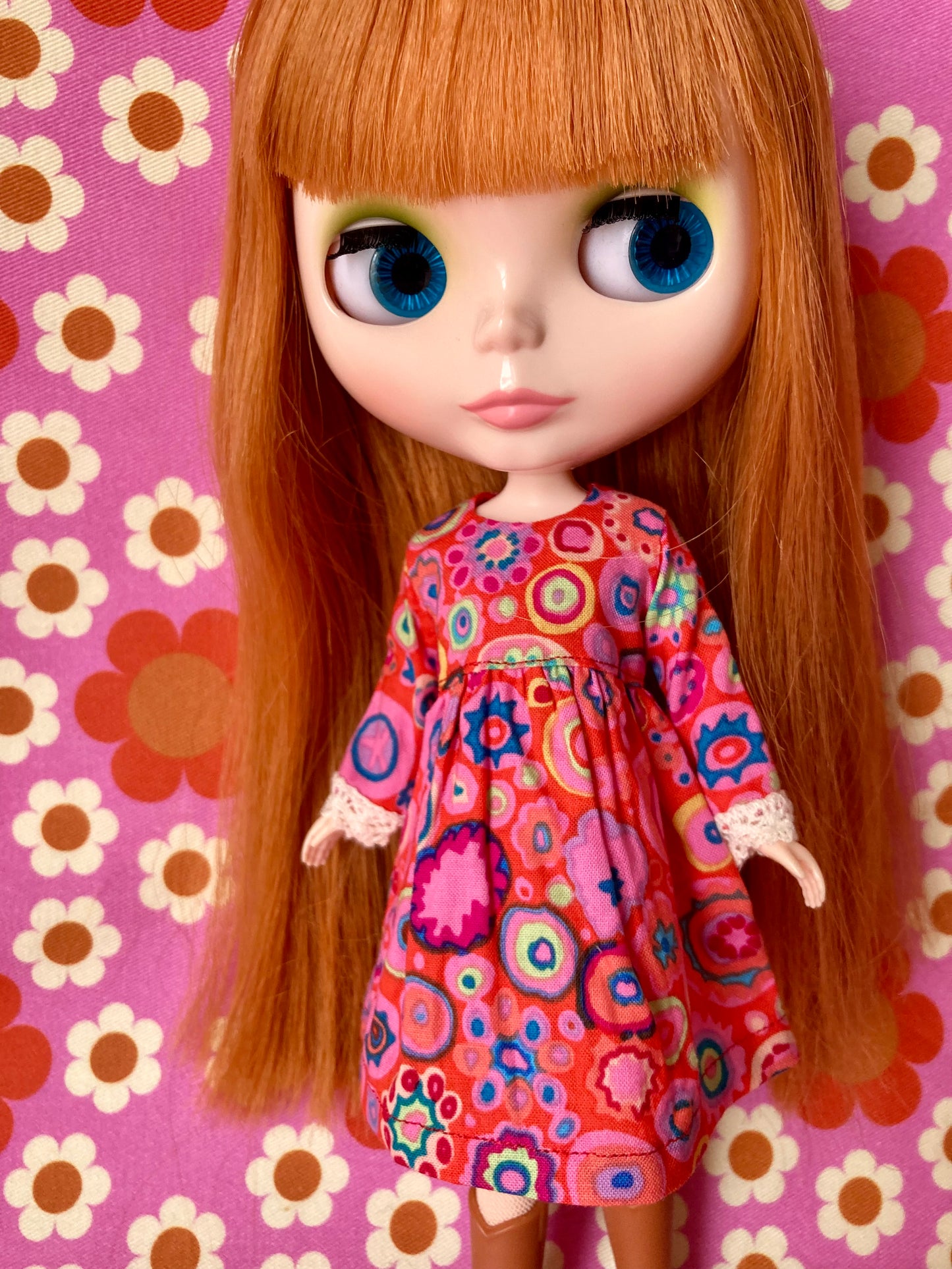 Paperweight Red Long Sleeve Dress for Blythe Doll