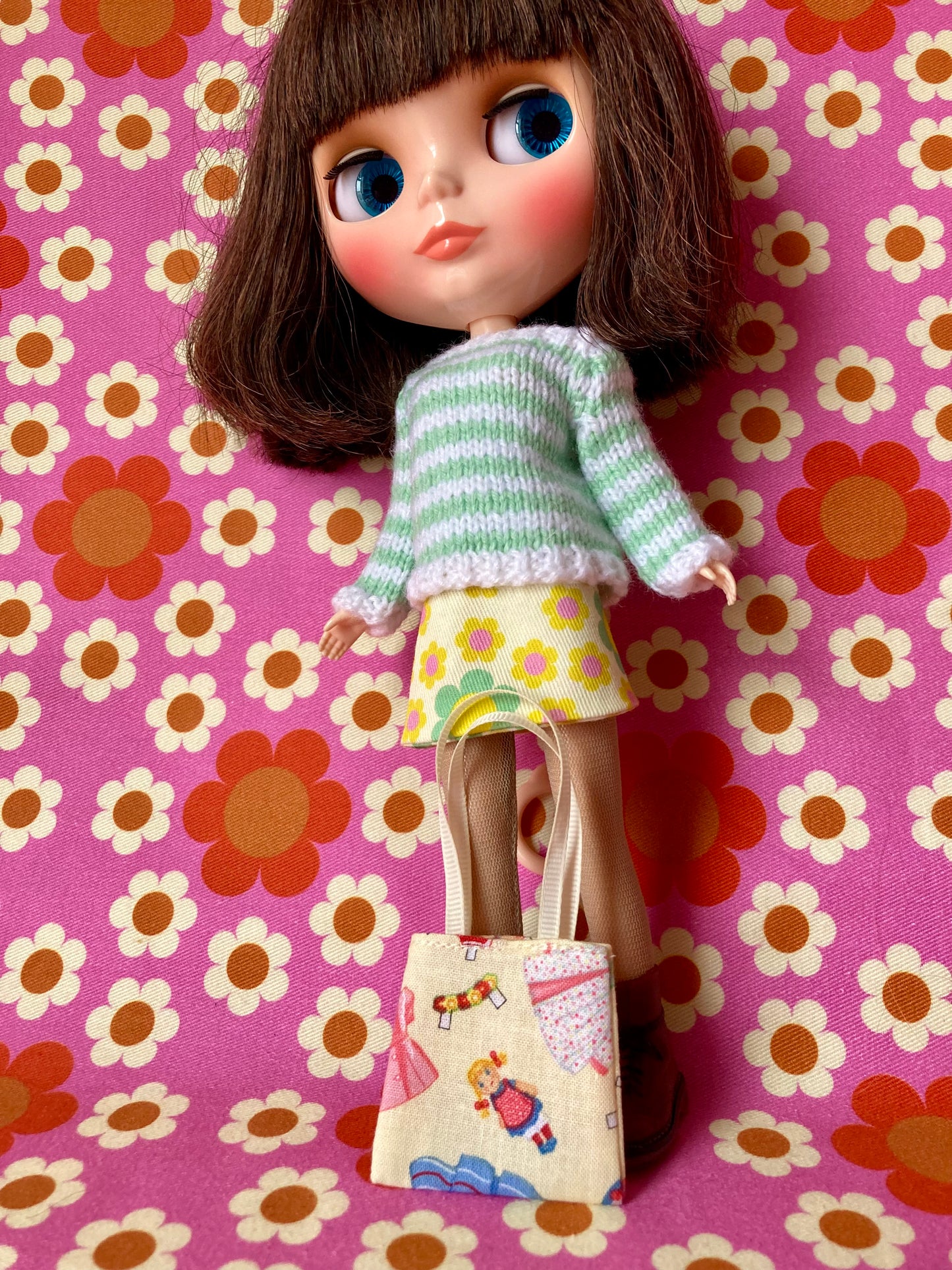 Breton Sweater, Skirt & Bag for Blythe Doll