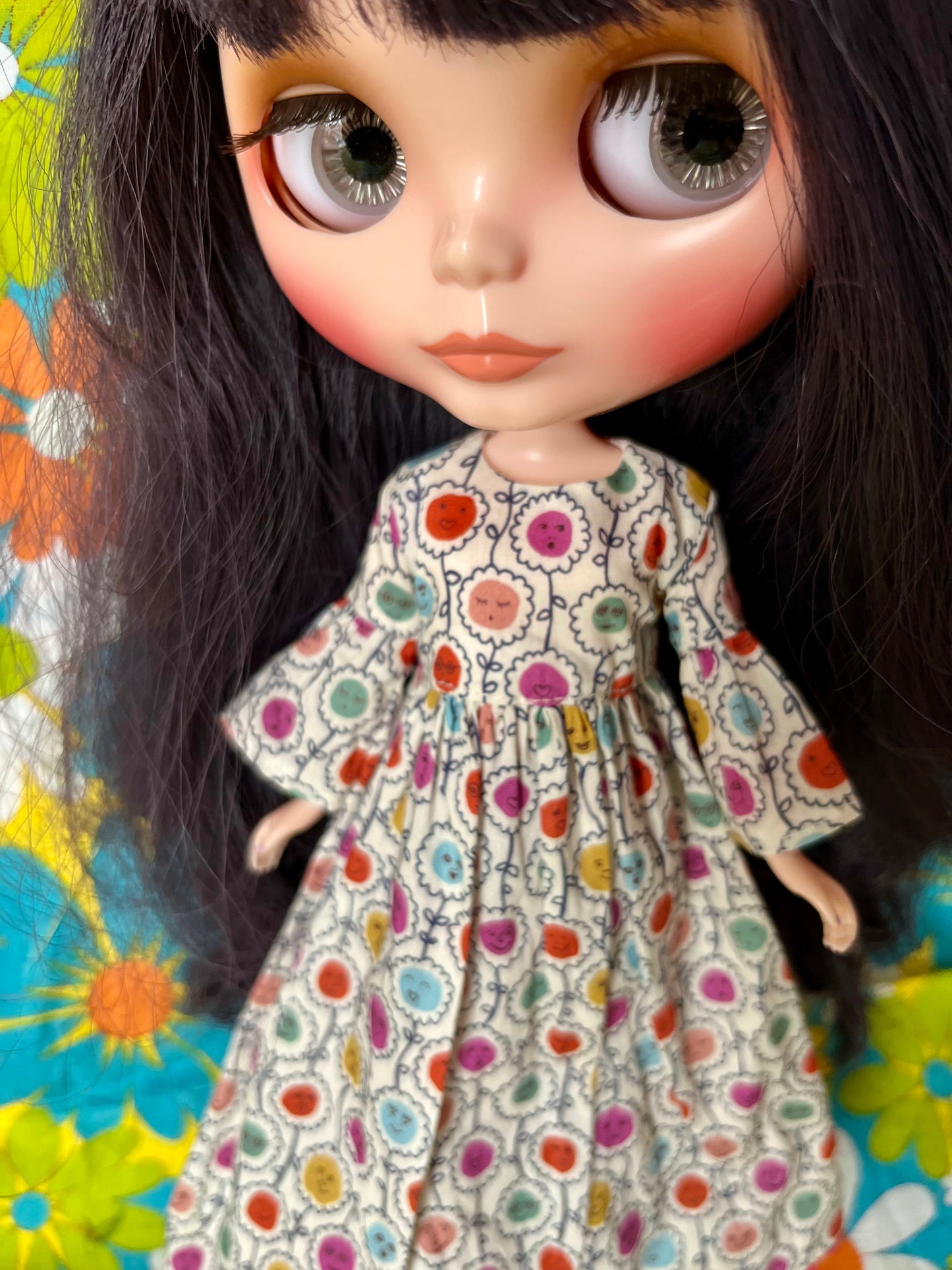 Liberty Beatles Flower Face Psychedelic Dress