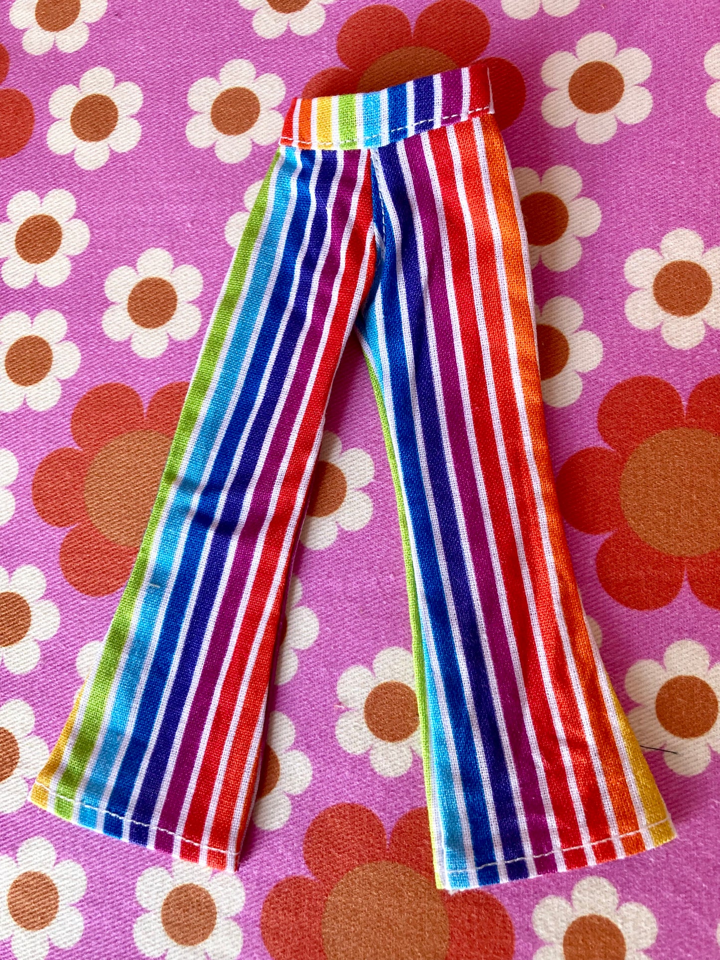 Rainbow Stripe Flared Trousers for Blythe Doll