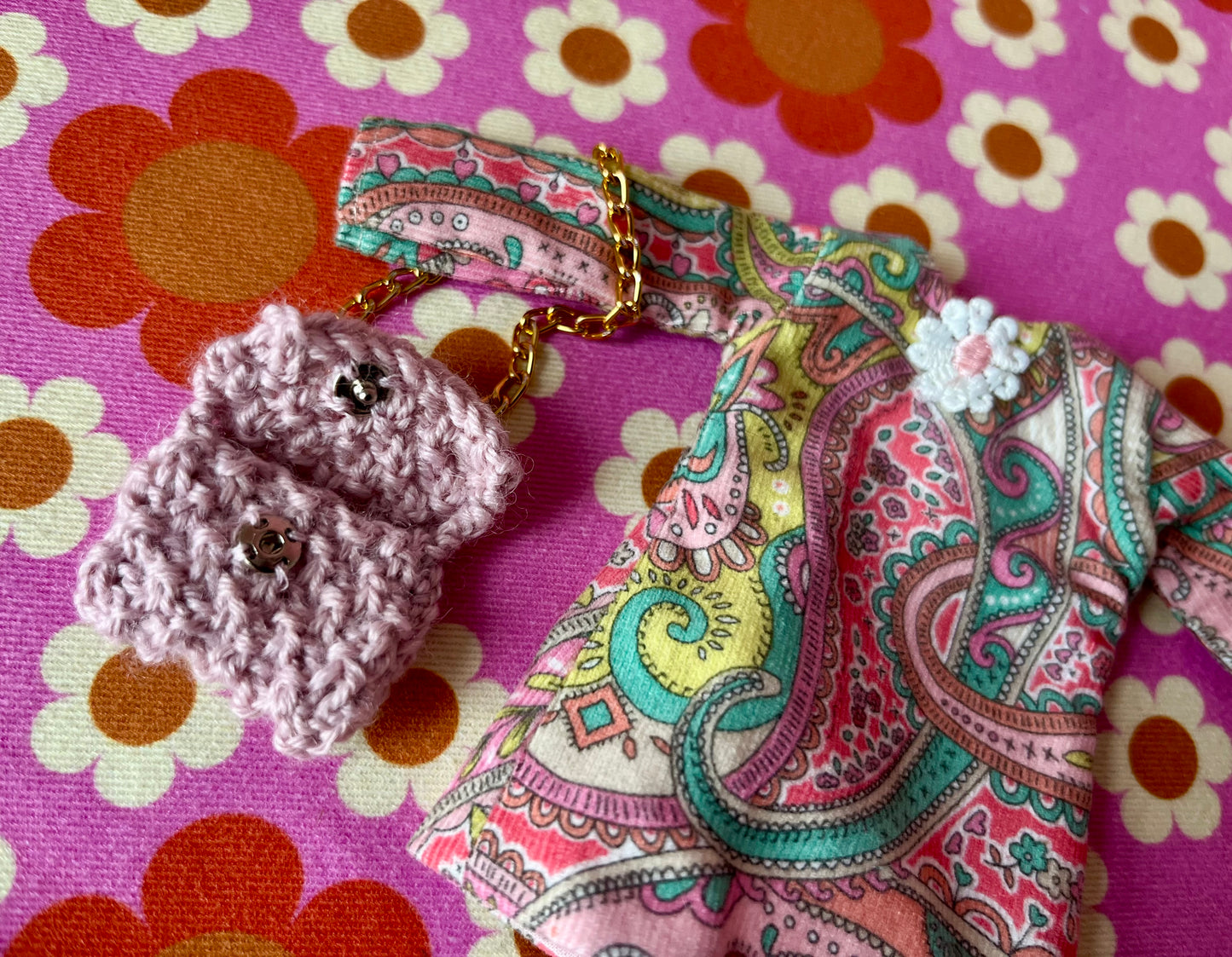 Liberty Corduroy Shift dress with sleeves & Bag which opens