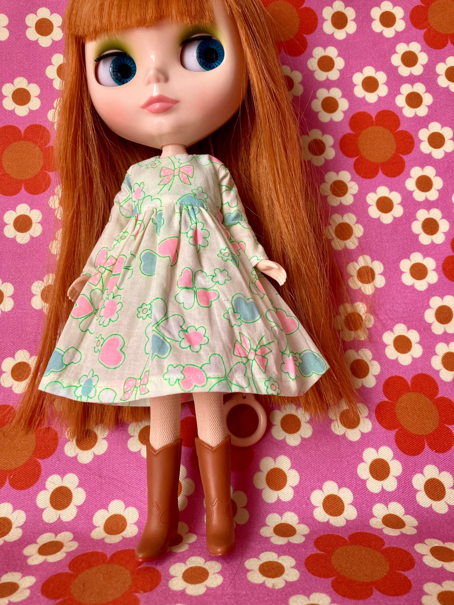 Antique Pink Cute Daisy Clover Dress for Blythe Doll