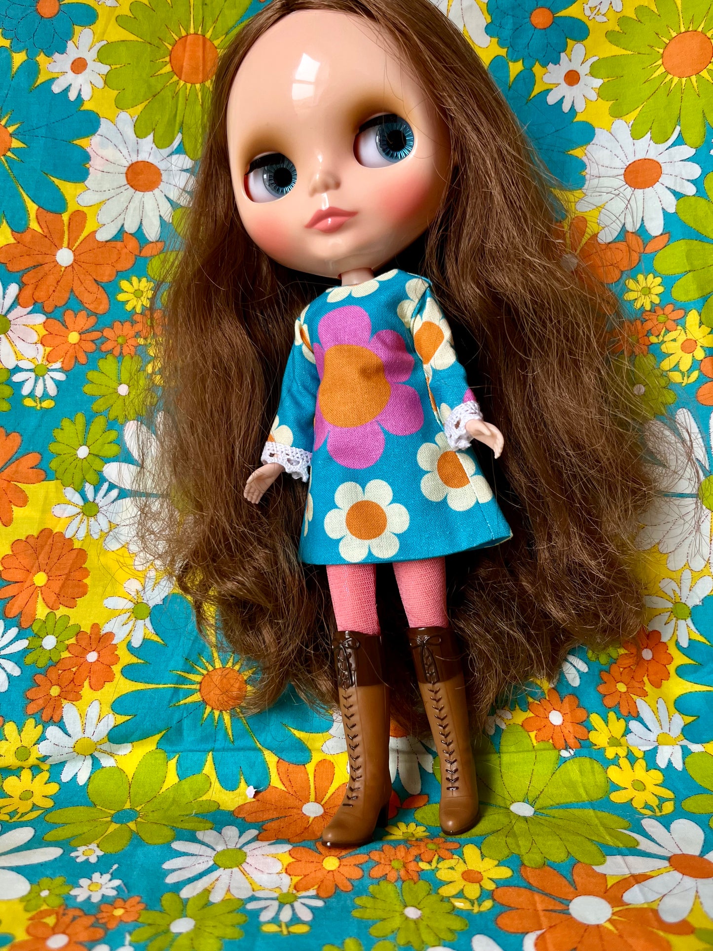 Alice Apple Mod Shift dress with sleeves OOAK