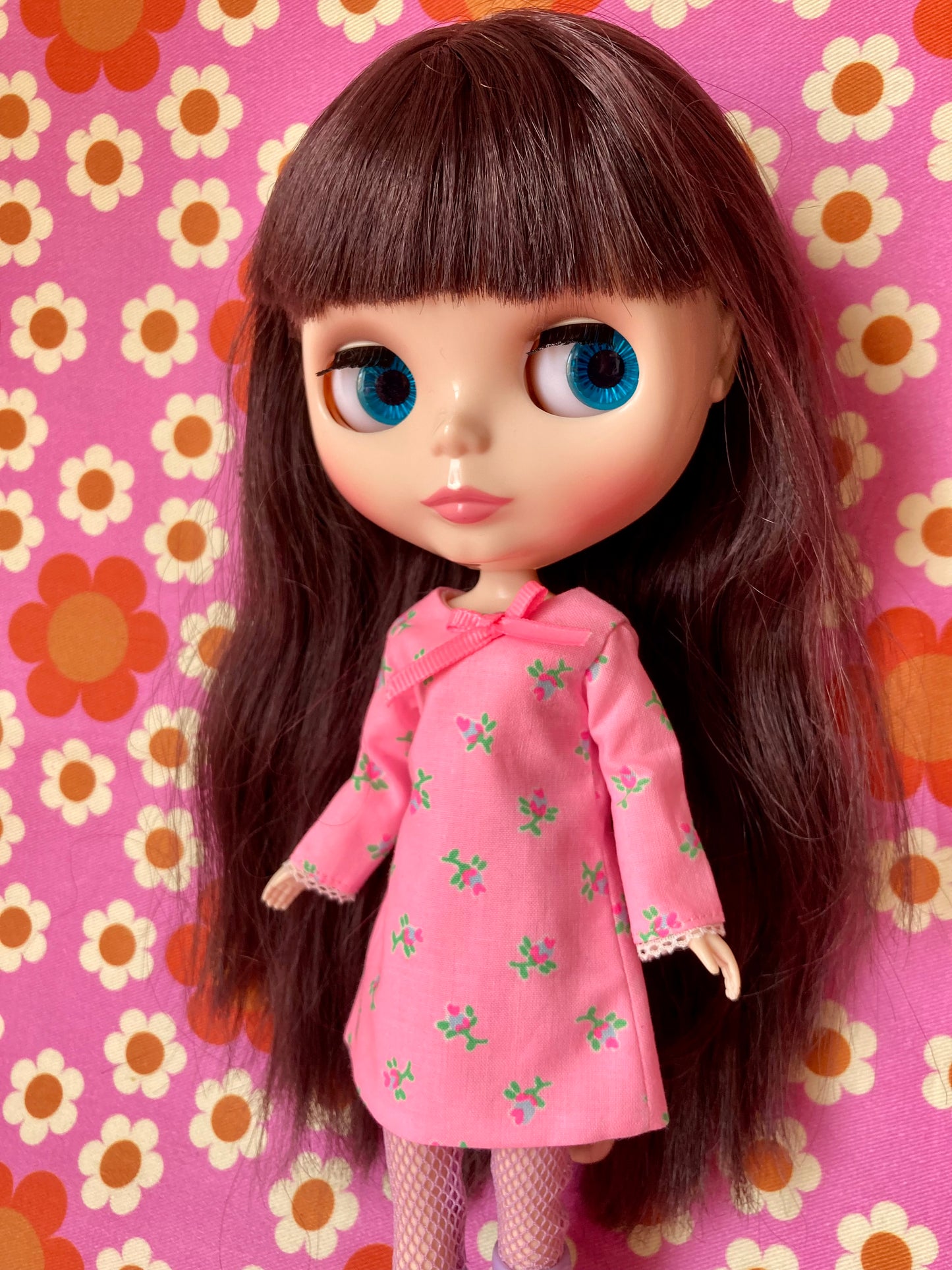 Neon Rosebud Mod Shift dress with sleeves