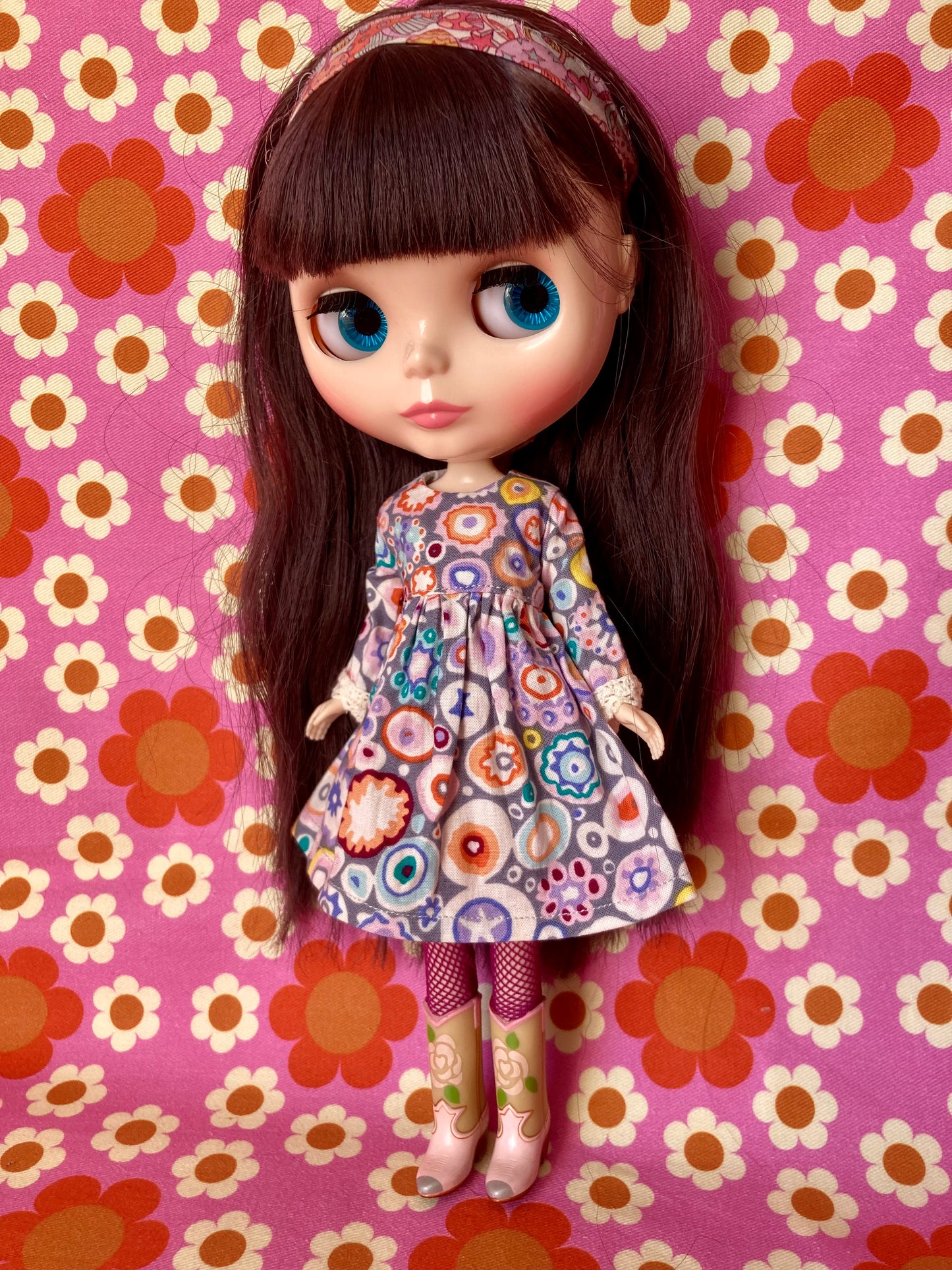 Paperweight Grey Long Sleeve Dress for Blythe Doll