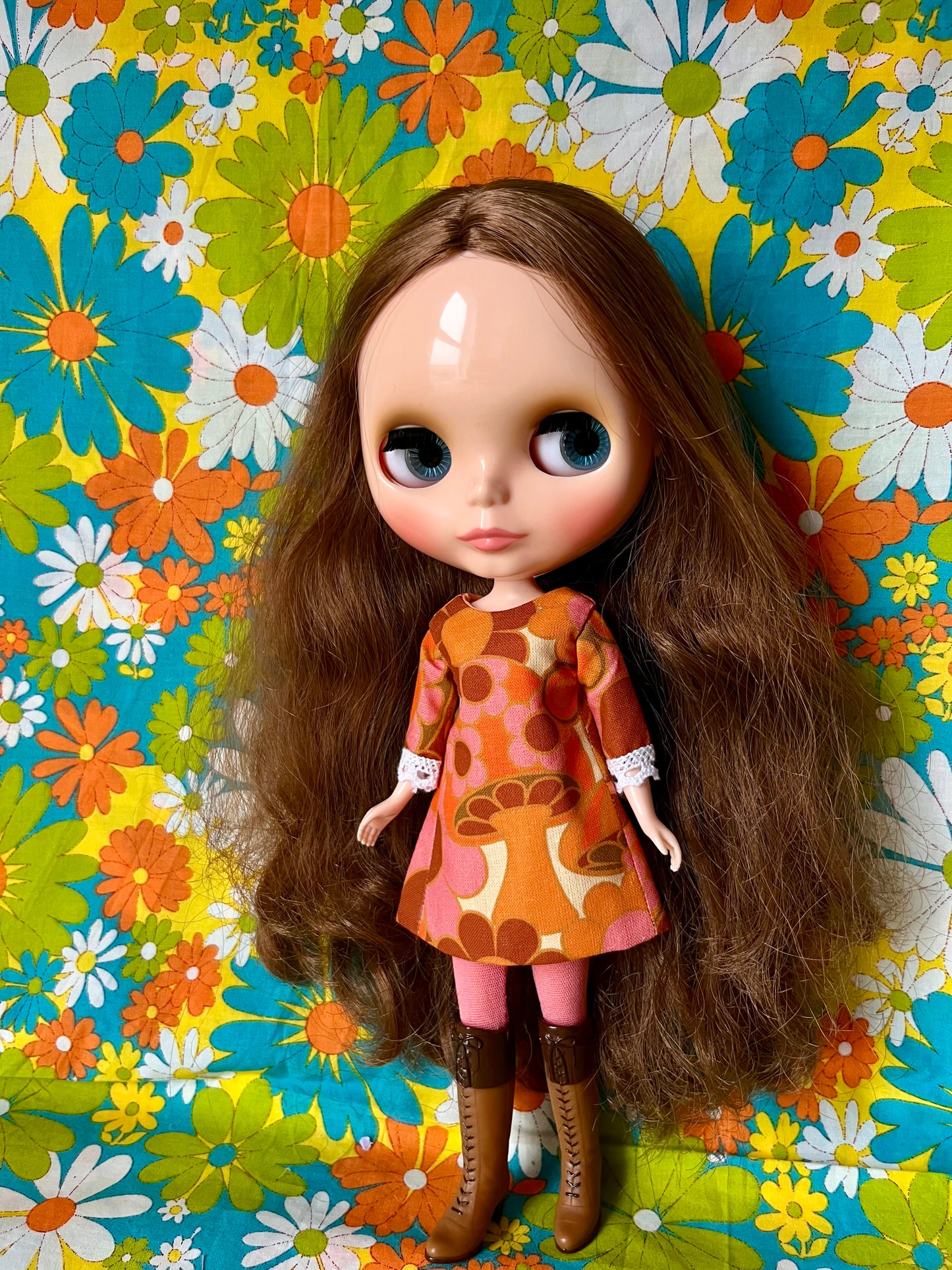 Alice Apple Mod Shift dress with sleeves OOAK