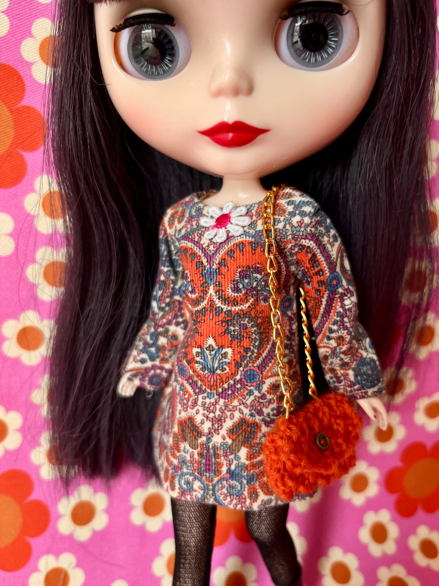 Liberty Corduroy Shift dress with sleeves & Bag which opens