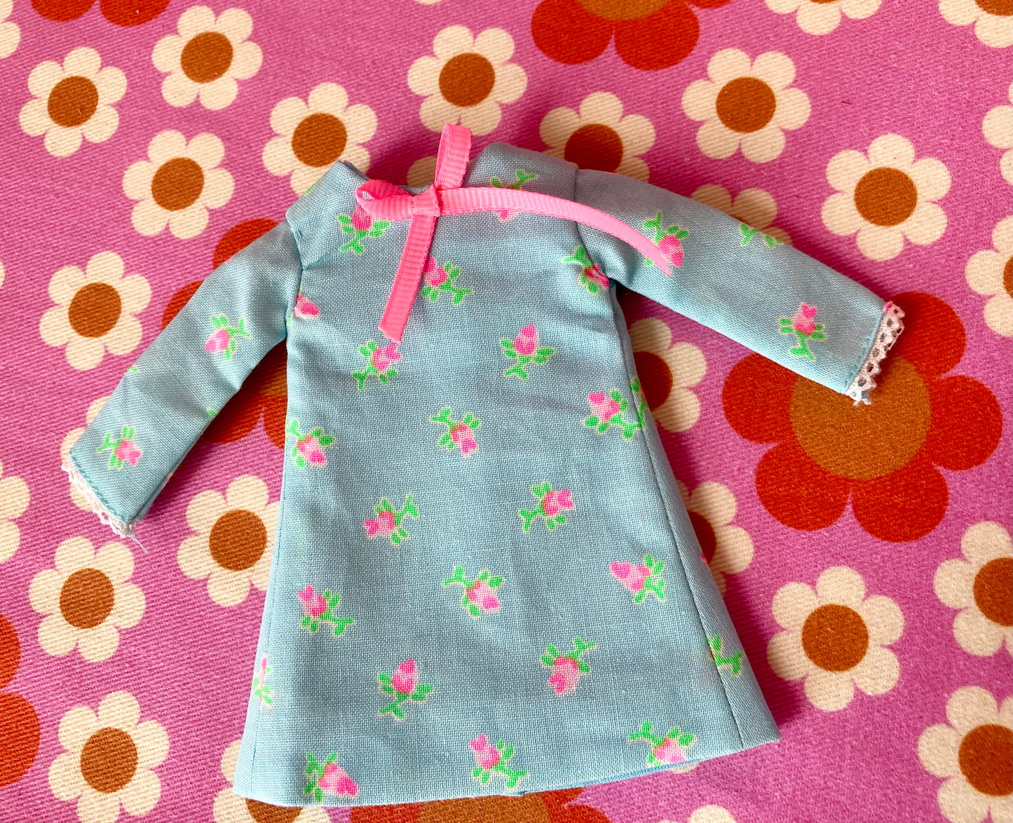 Neon Rosebud Mod Shift dress with sleeves