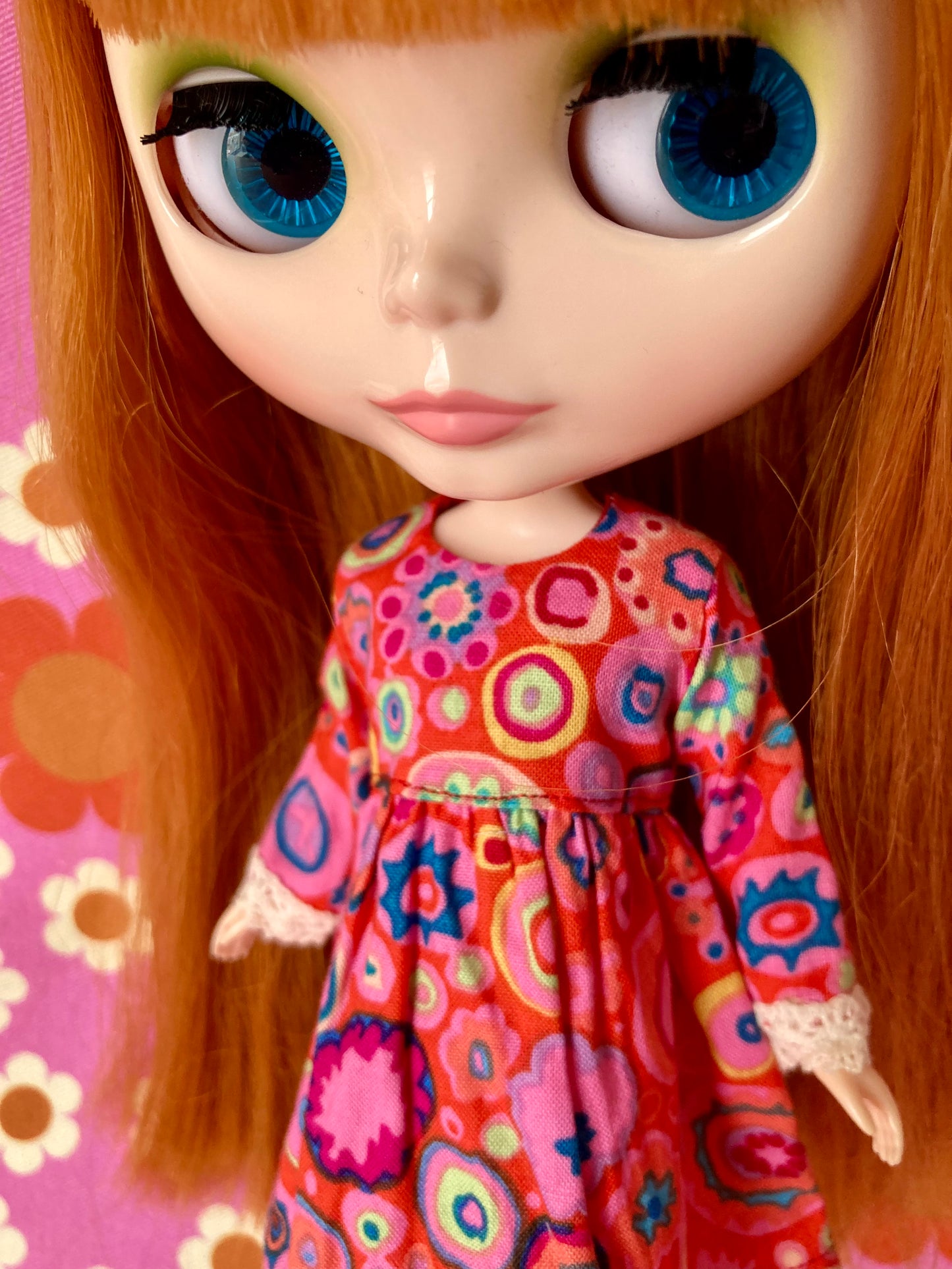 Paperweight Red Long Sleeve Dress for Blythe Doll