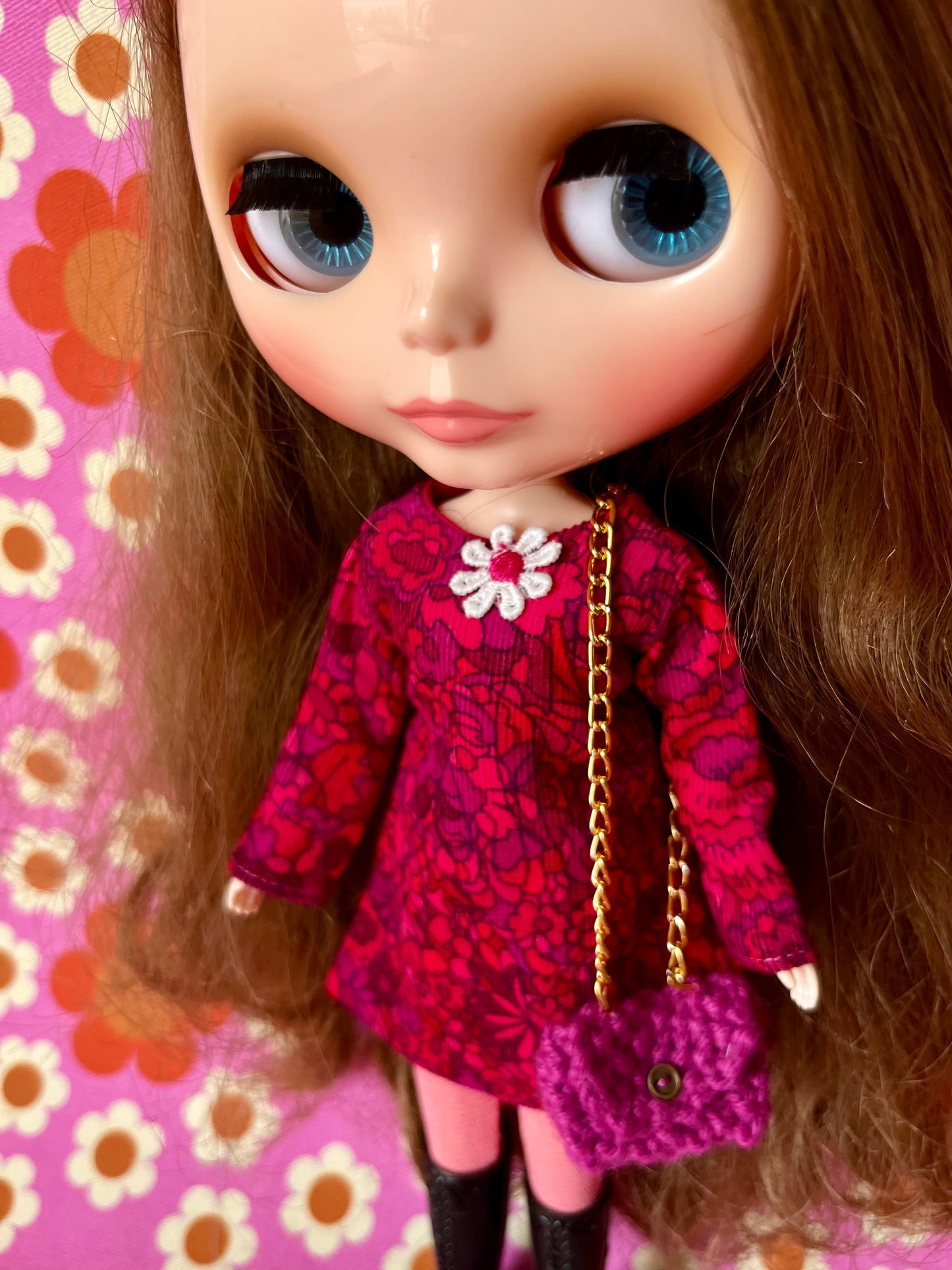 Liberty Corduroy Shift dress with sleeves & Bag which opens