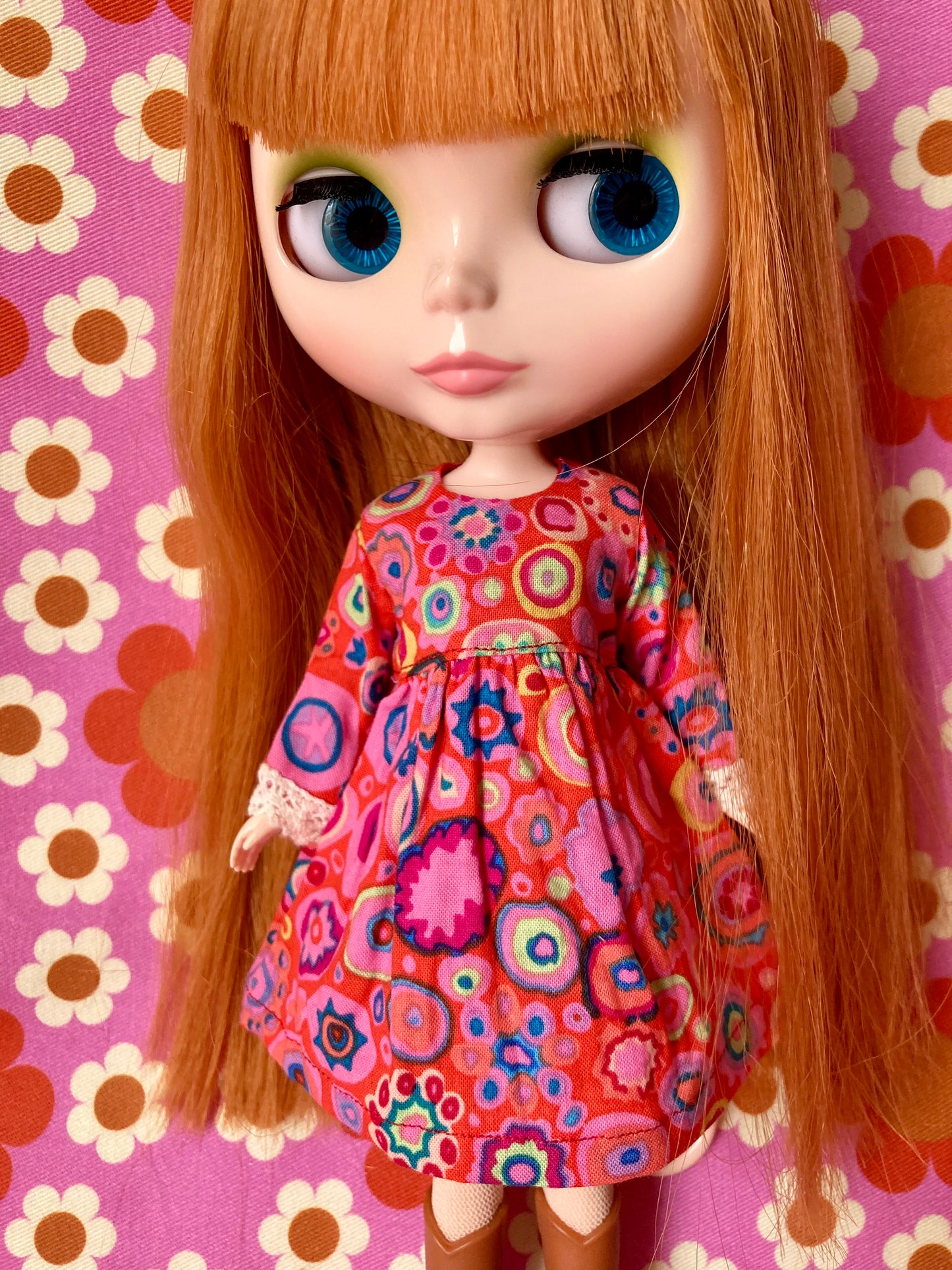 Paperweight Red Long Sleeve Dress for Blythe Doll