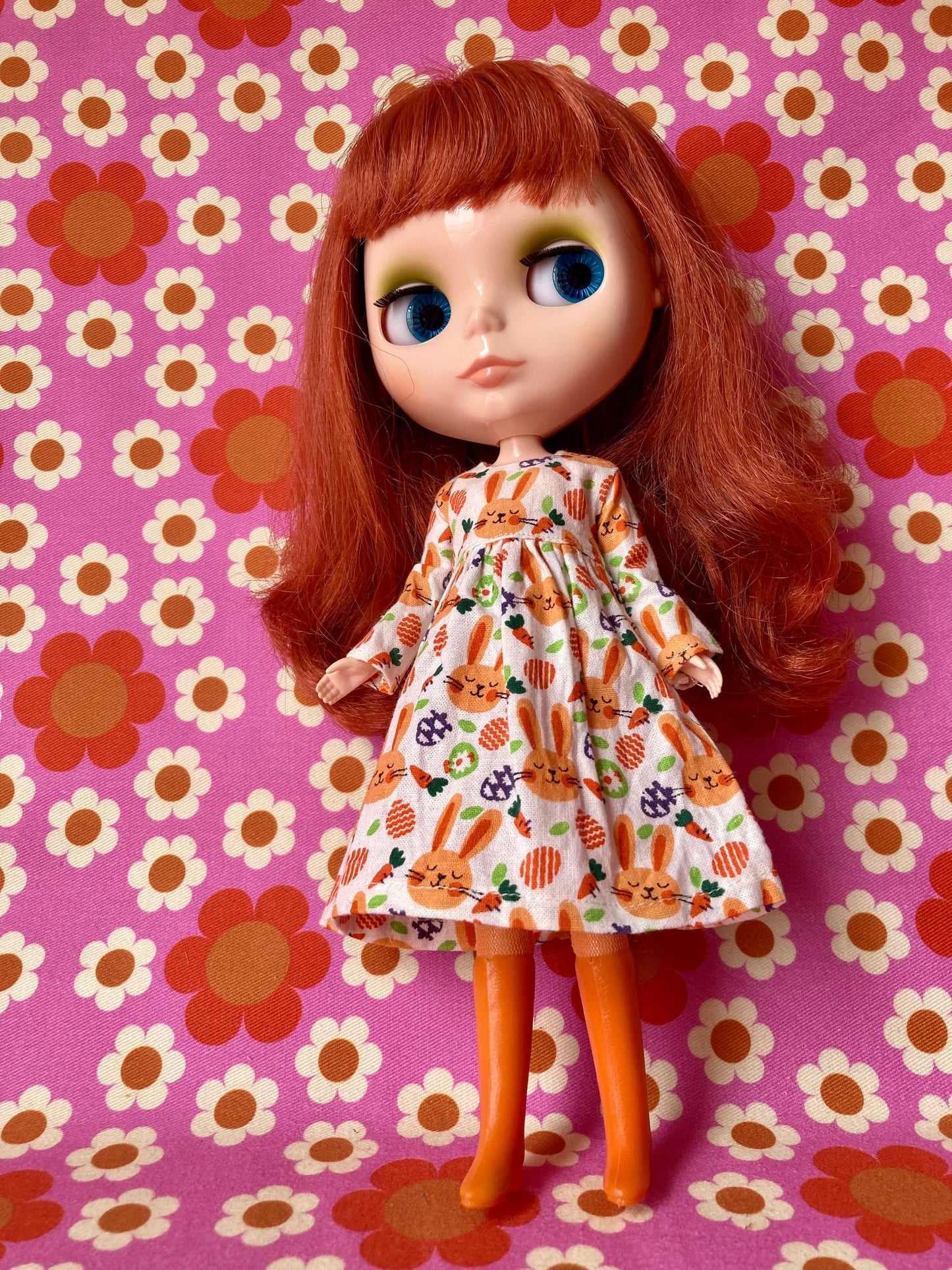 Bunny Carrot Cute Print Dress for Blythe Doll