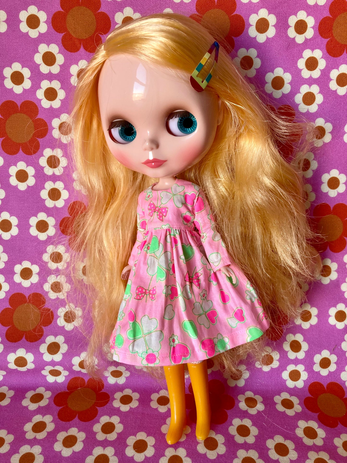 Antique Pink Cute Daisy Clover Dress for Blythe Doll