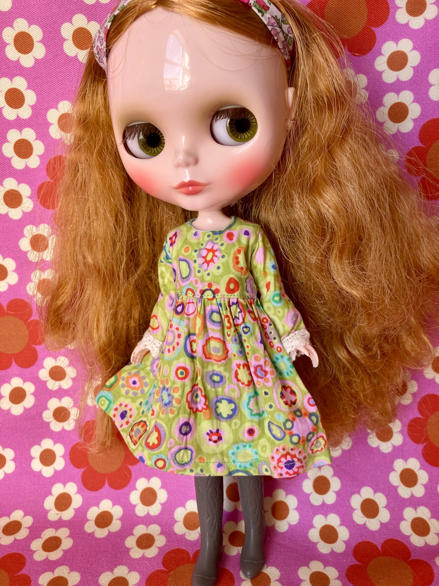 Paperweight Green Long Sleeve Dress for Blythe Doll