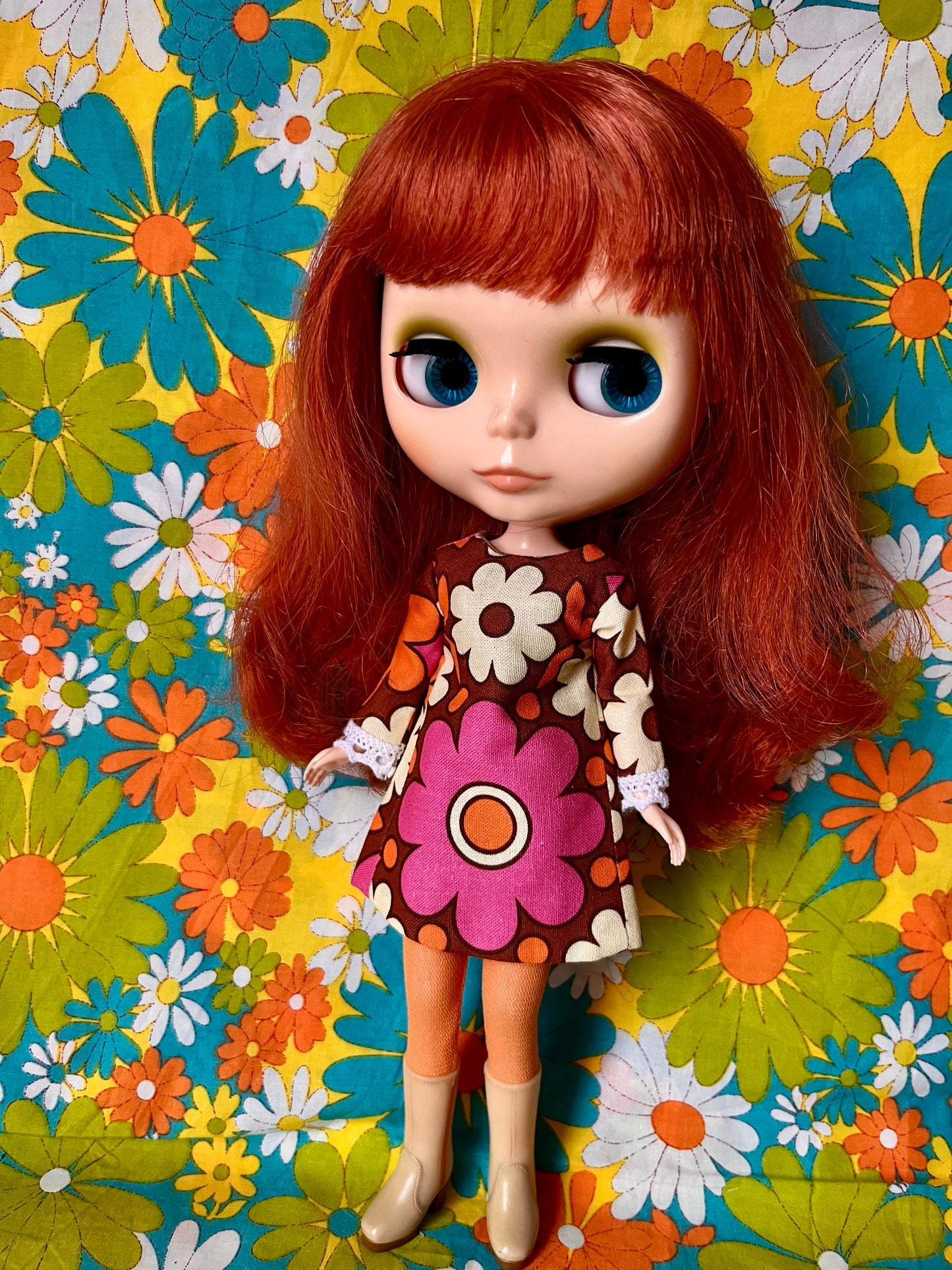 Alice Apple Mod Shift dress with sleeves OOAK