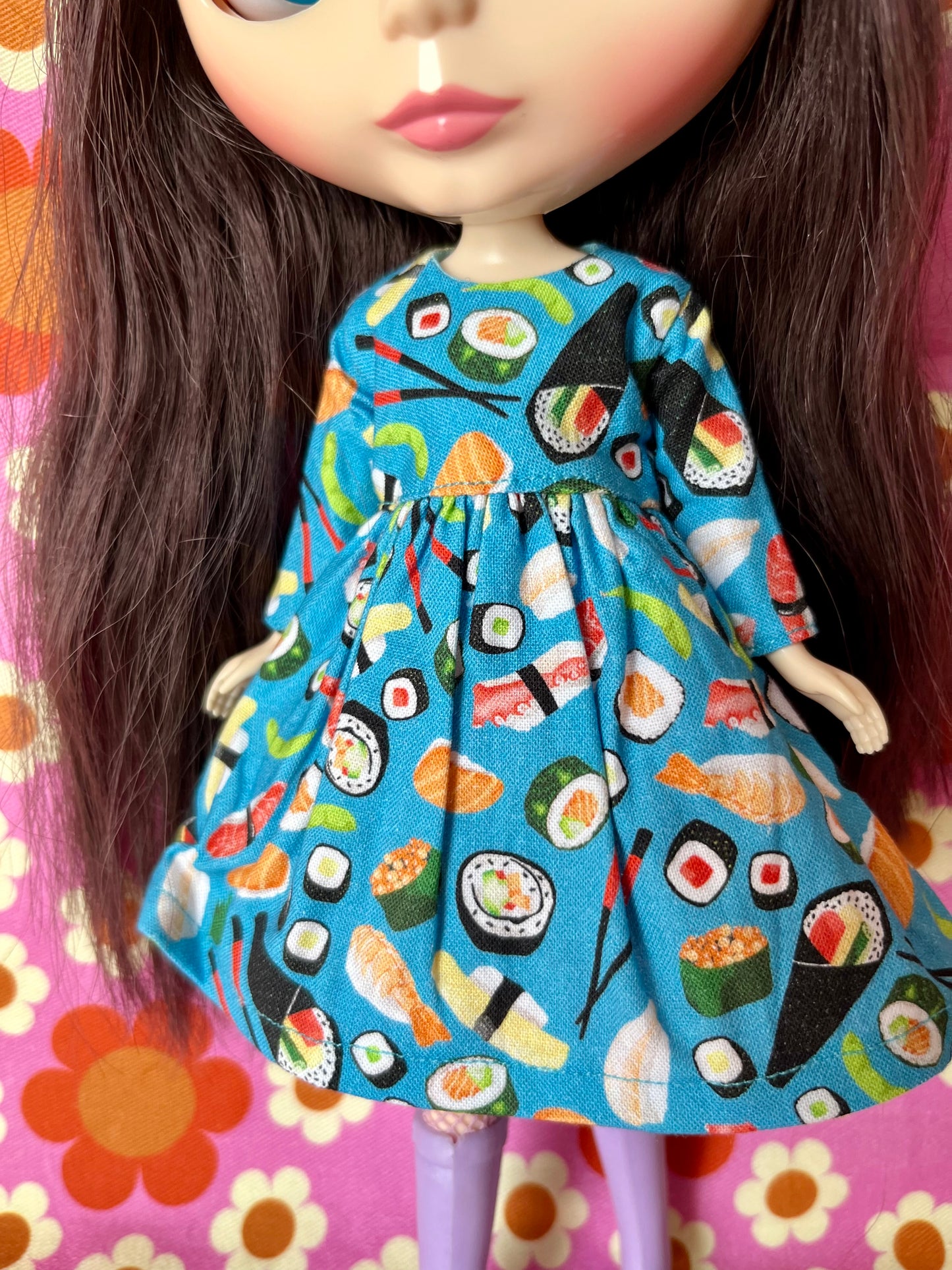 Cute Sushi Japanese Print Happy Dress for Blythe Doll