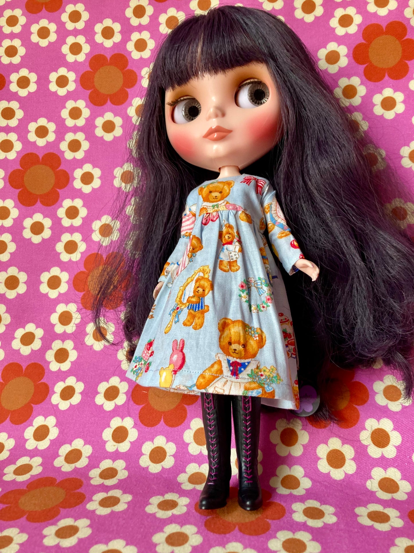 Blue Teddy Dress for Blythe Doll