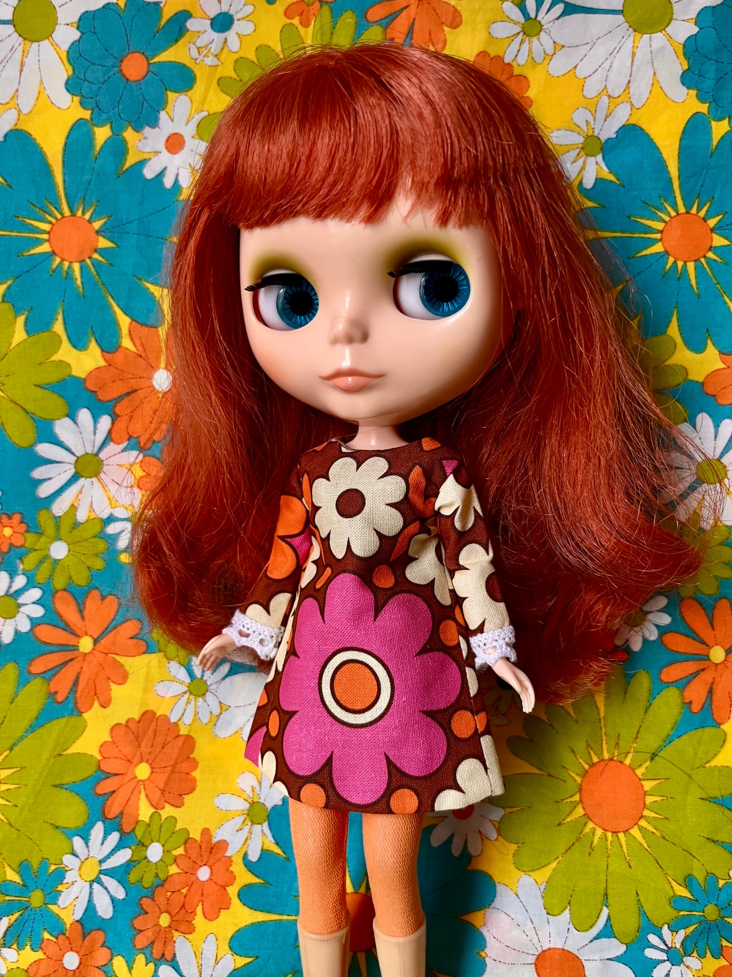 Alice Apple Mod Shift dress with sleeves OOAK